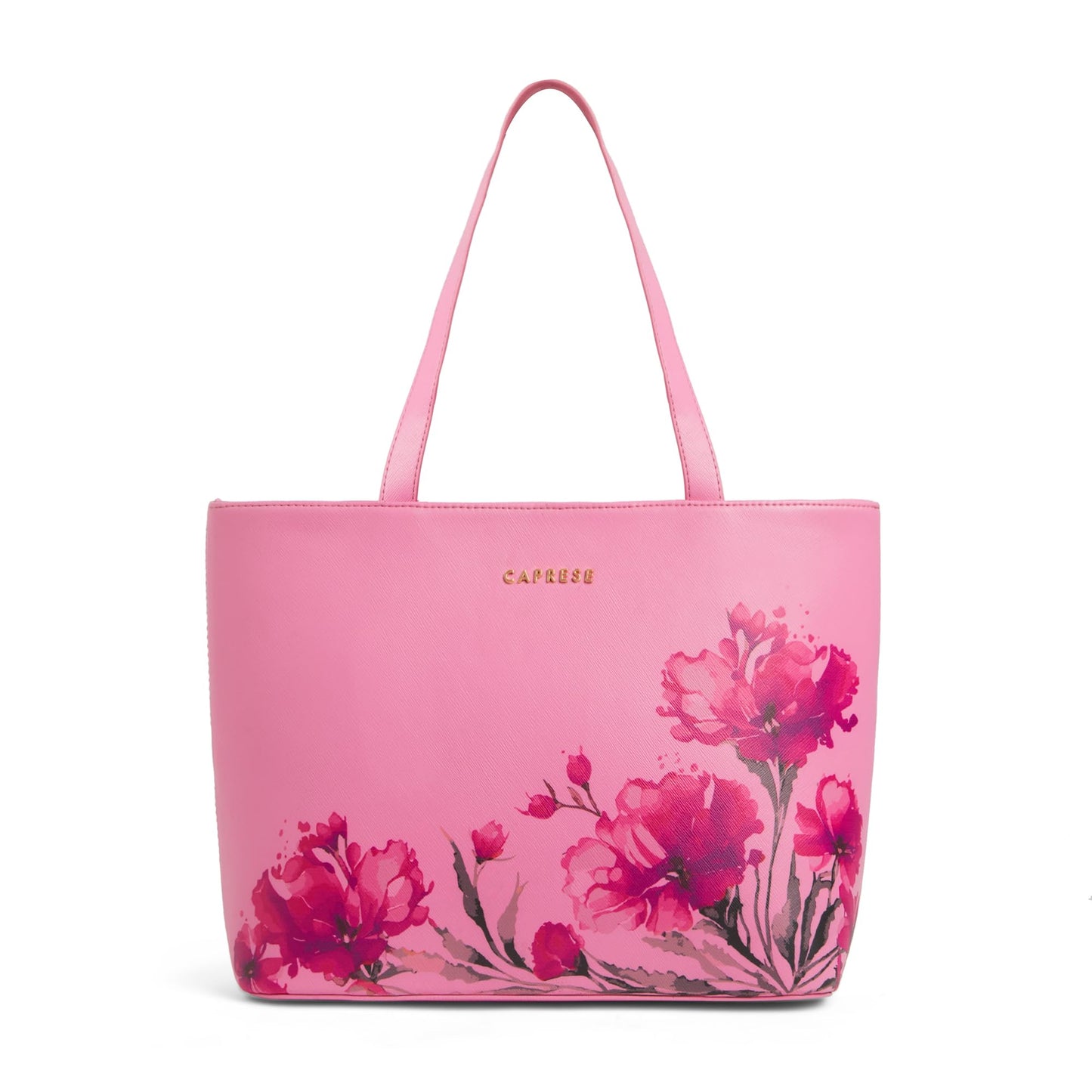 Caprese Chloe Large Floral Tote Bag for Women|Stylish, Durable, Multi-Compartment Design for Work, Travel, Shopping |Comfortable Straps Shoulder Bag, Ideal for Laptop & Essentials (Violet)