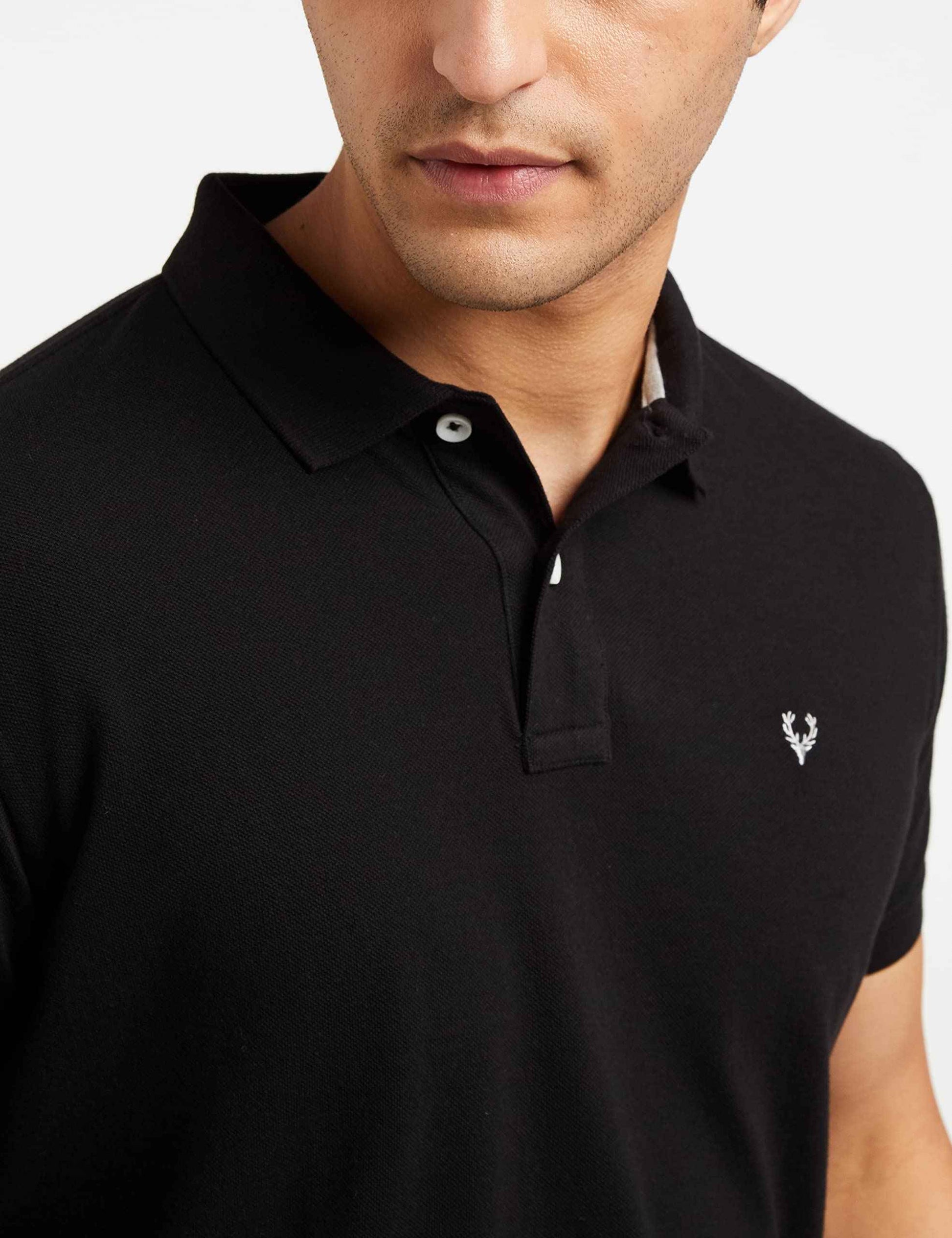 Allen Solly Men Jet Black Regular Fit Polo(AMKP317G04249_Jet Black_L)