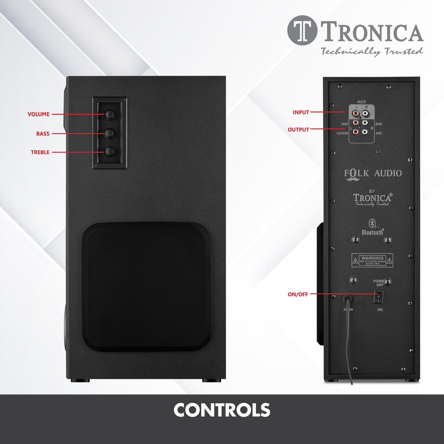 TRONICA Folk Audio Coupled SubWoofer 85W DigniFi Bluetooth Home Theater System 2.1 with FM/AUX/Pen Drive/Smart TV Support & Remote