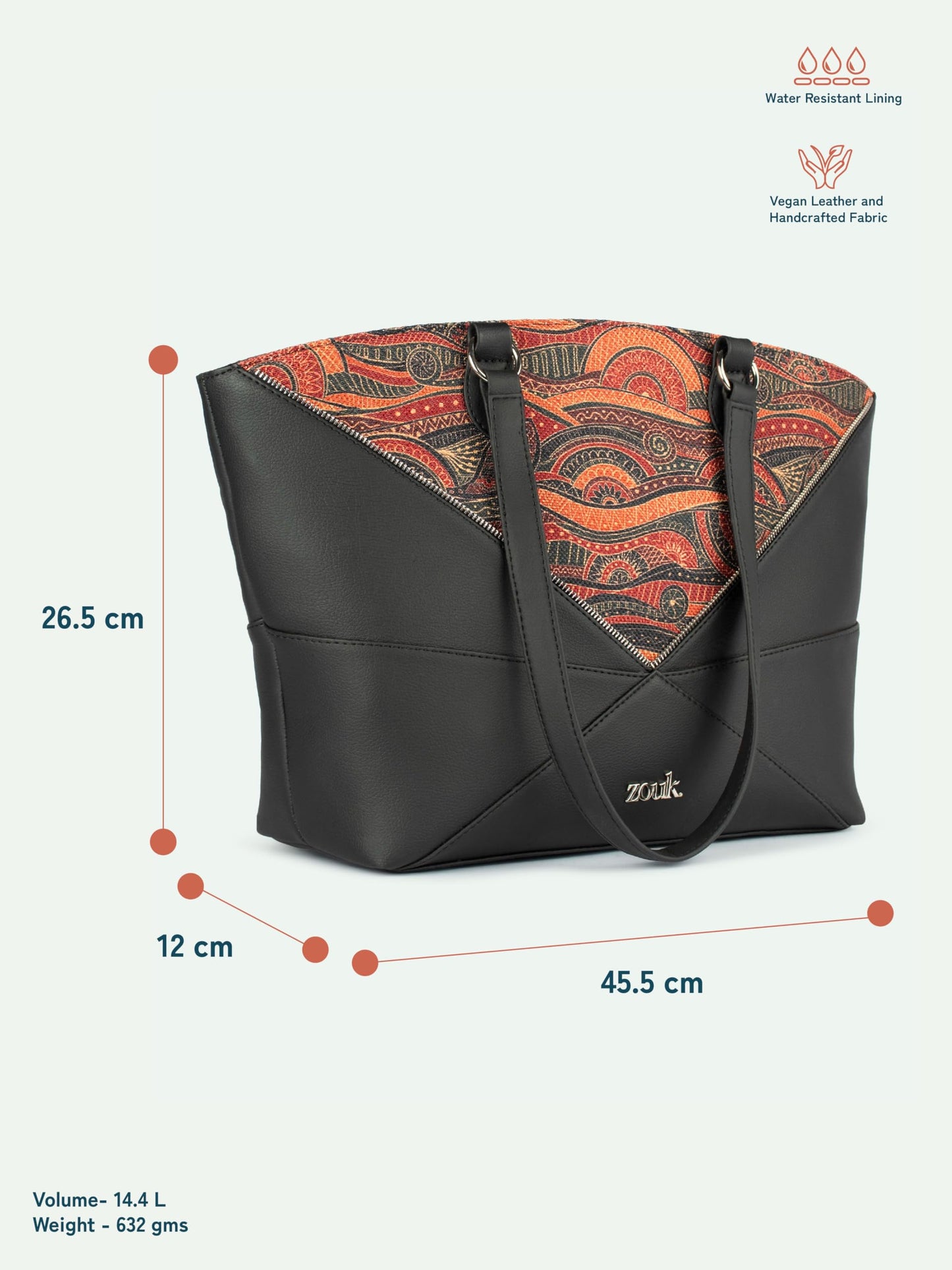 ZOUK Rhea Kapoor Tote Bag - Pithora Artistry | Elegant Vegan Leather Tote for Women | Multicolor