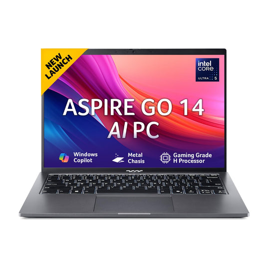 acer AspireGo14,Intel Core Ultra5 125H(14thgen) AI Processor,16 GB/512 GB, WUXGA IPS, 14.0"/35.56 cm, Win 11 Home, MS Office, Steel Gray, 1.5 kg, AG14-71M,Privacy Shutter,Backlit KB, Premium Laptop