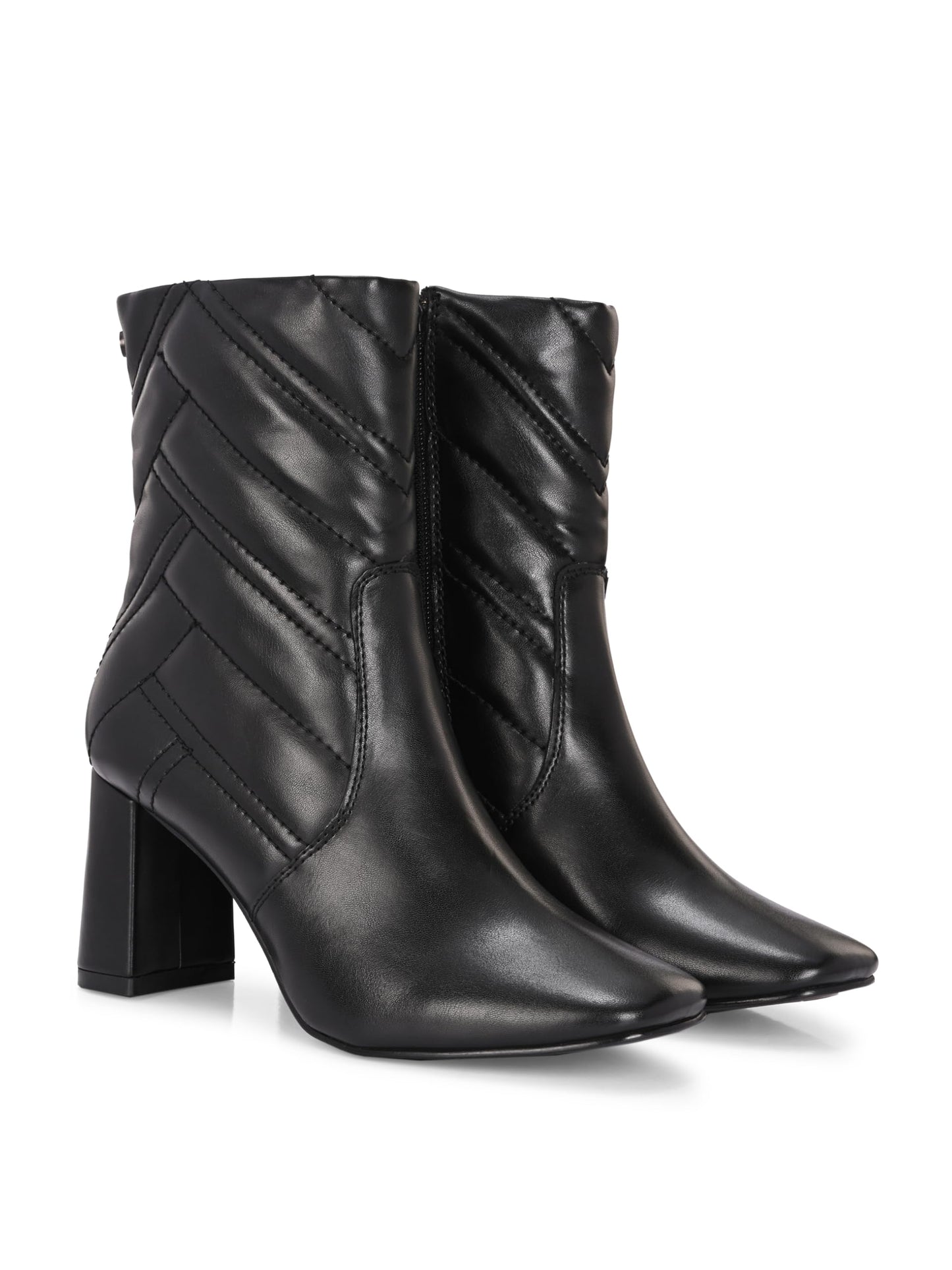 Delize Black Women high heeled T-point toe derby boots 65100-37