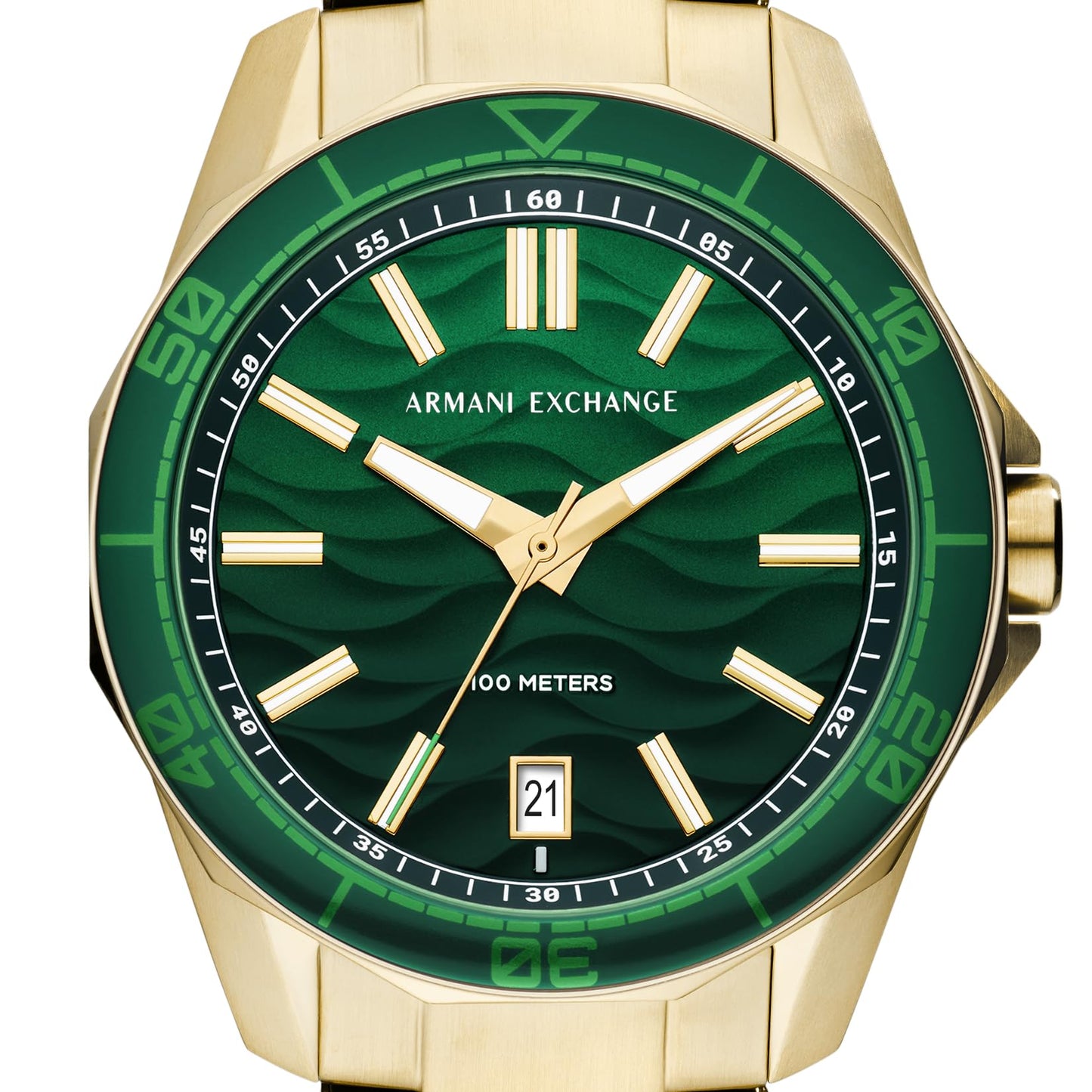 Armani Exchange Analog Green Dial Men's Watch-AX1951 Stainless Steel, Gold Strap