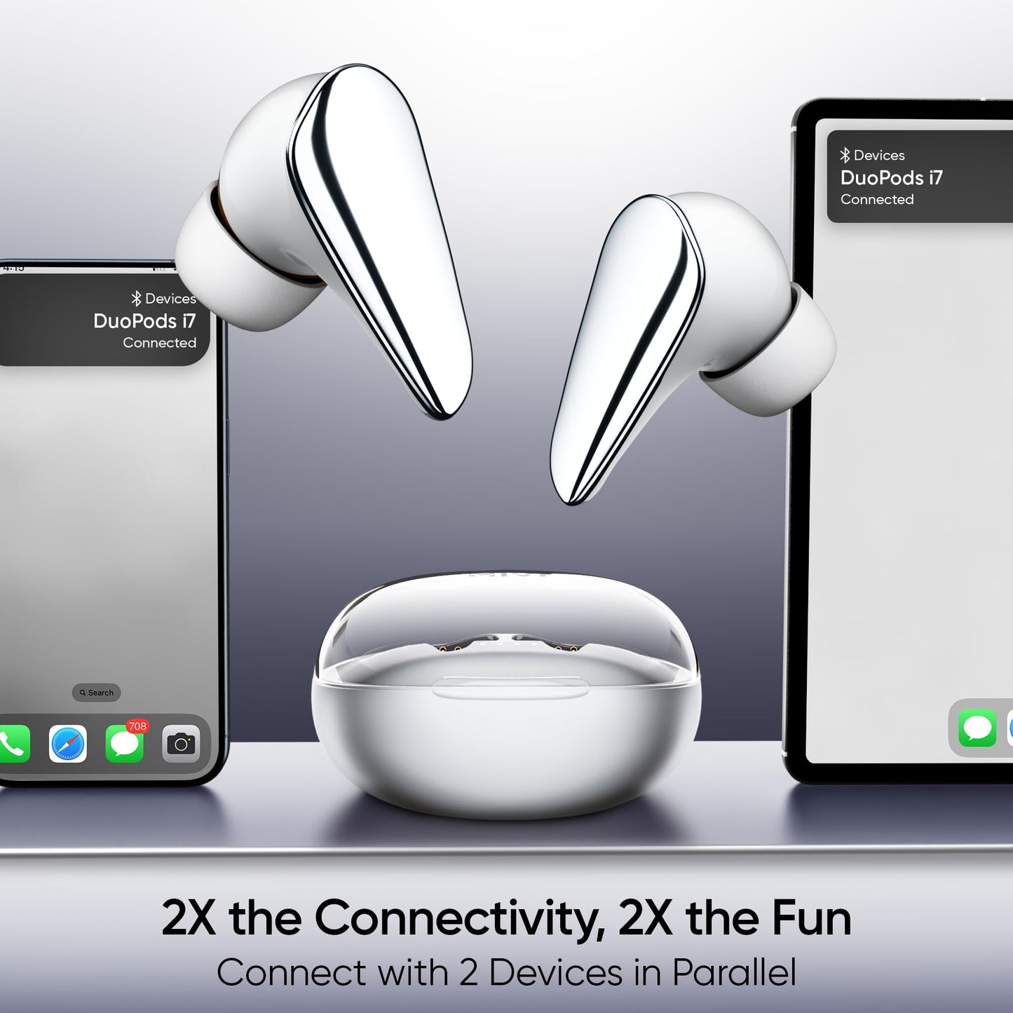 Mivi DuoPods i7 Earbuds - Step into The 3rd Dimension of Sound with 3D Soundstage, High Fidelity Drivers, Advanced Audio Codec for Lossless Audio, etc.