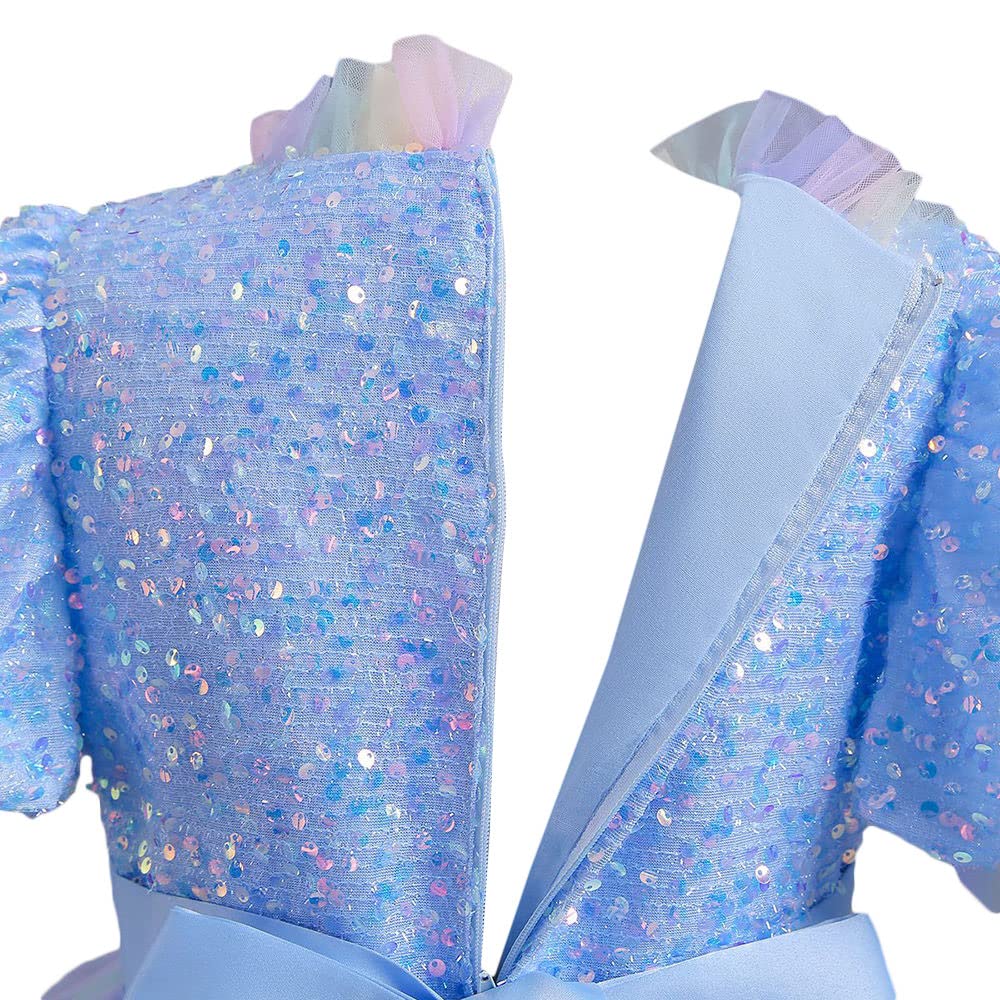 Hopscotch Girls Sequin Embellished Floor Length A Line Gown In Blue Color For Ages 10-11 Years