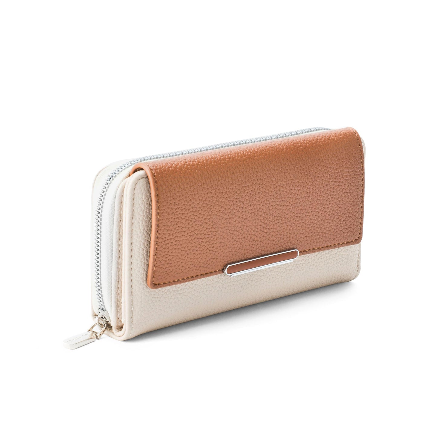 Lino Perros Womens Faux Leather Avril Dual Tone Daily Tan Wallet