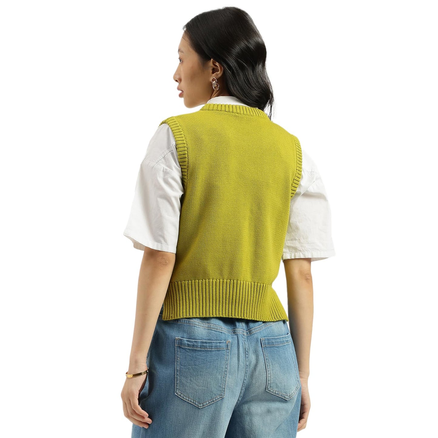 United Colors of Benetton Round Neck Textured Cable Knit Sweater