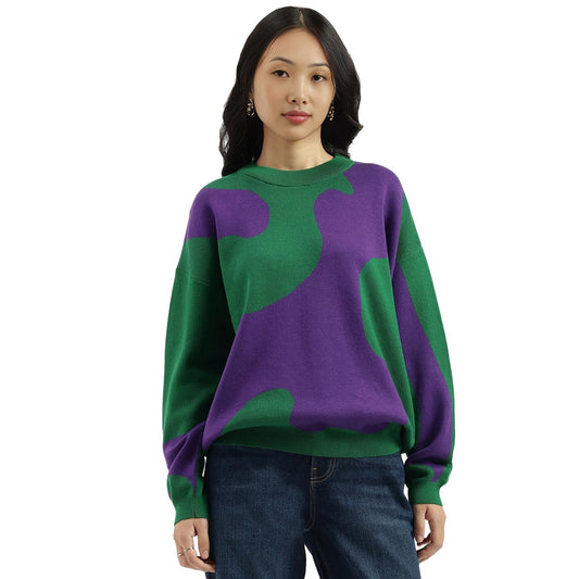 United Colors of Benetton Round Neck Knitted Sweater (Size: M)-25A1099W3R69I902 Multicolour