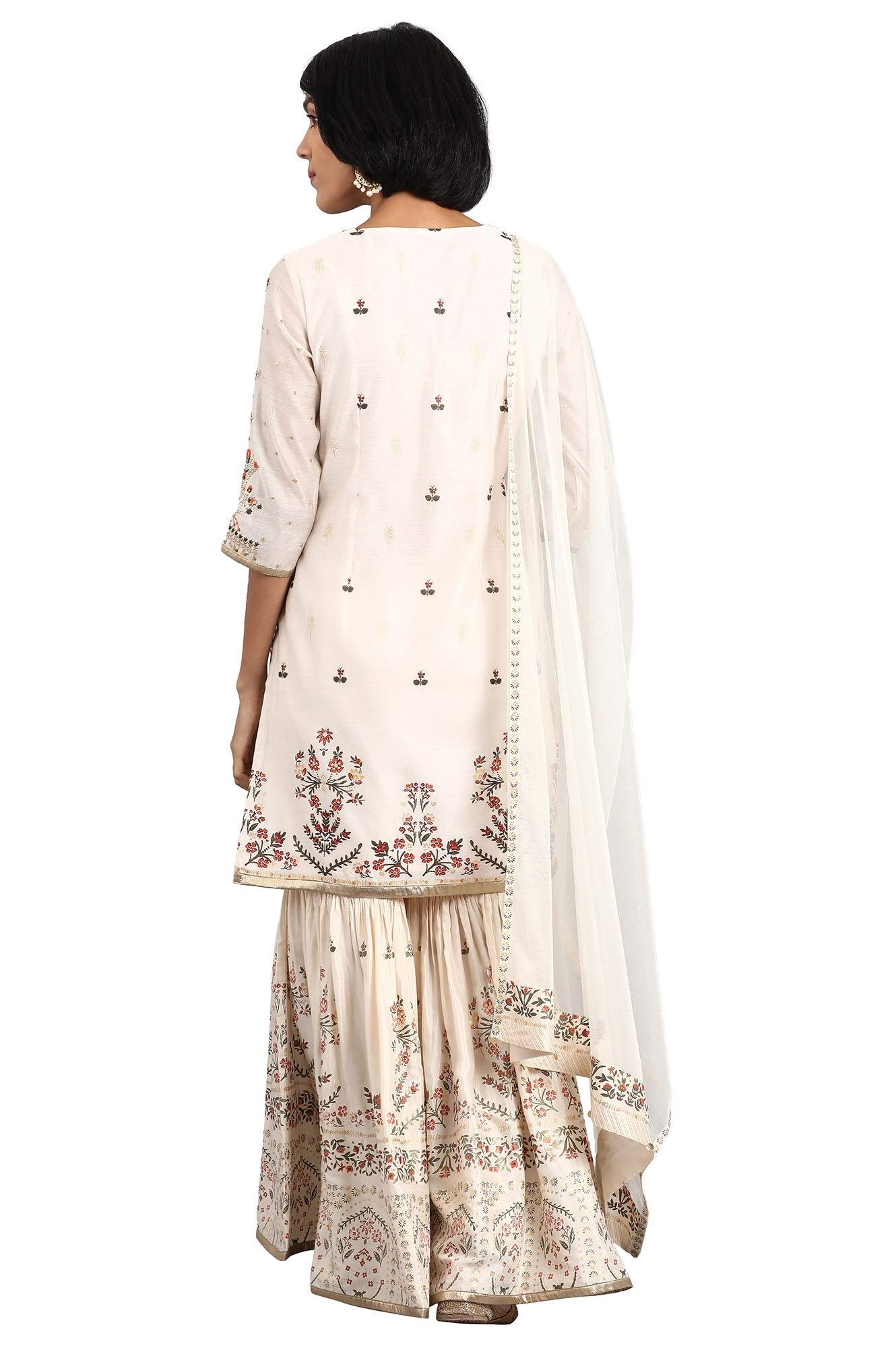 W for Woman Women's Straight Salwar Suit Set (19AUWS12920-112845_Ecru_18)