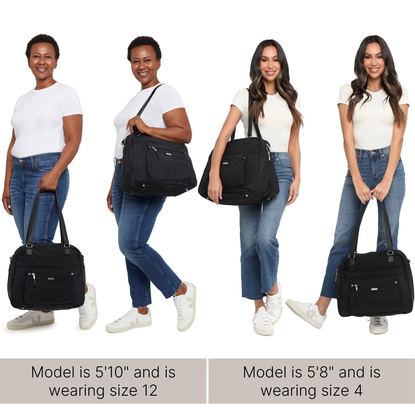 Baggallini Overnight Expandable Laptop Tote with RFID Phone Wristlet (Sterling Shimmer)