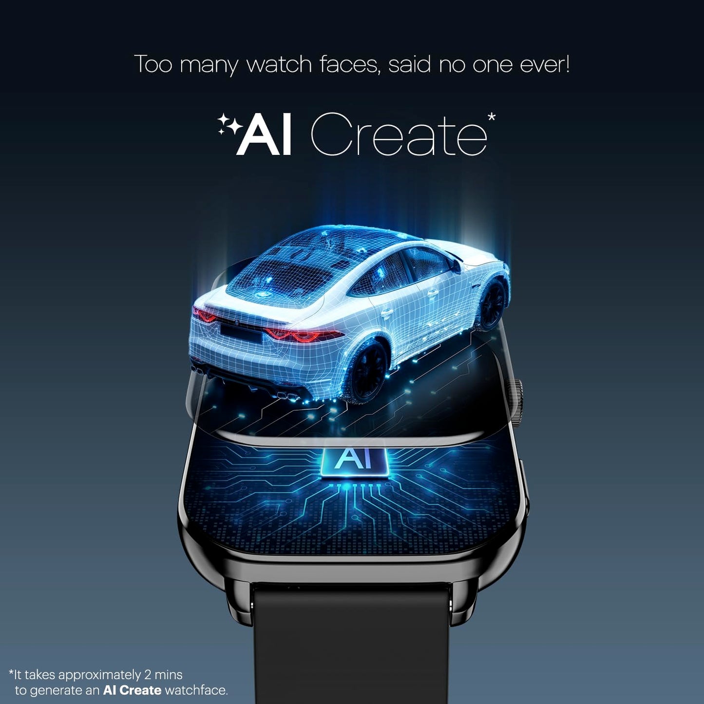 Noise Pulse 4 Max Smart Watch with AI Create (India's 1st Ever with Unlimited Watch Faces), AI Search, 1.96" AMOLED Display, Functional Crown, Premium Metallic Finish, Health Suite (Elite Black)
