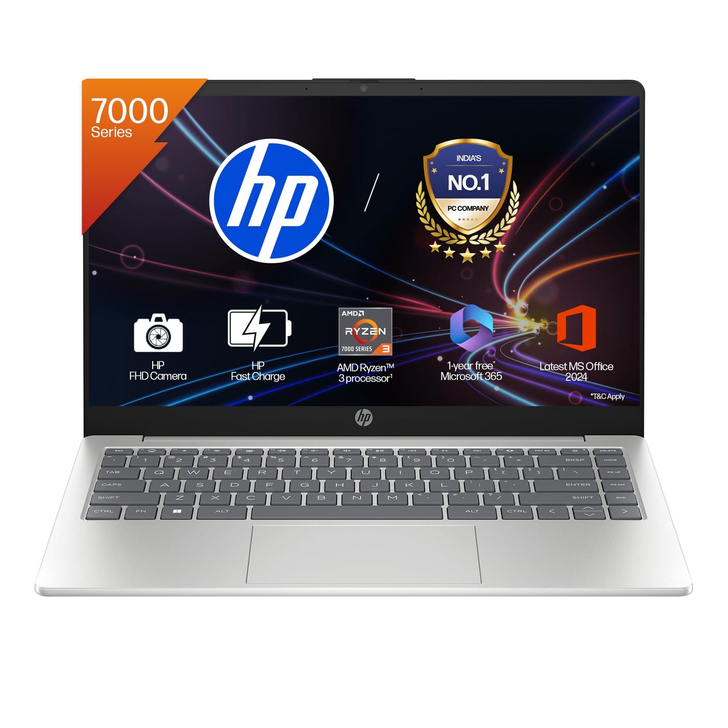 HP 15, AMD Ryzen 3 7320U (8GB DDR4, 512GB SSD) FHD, Anti-Glare, Micro-Edge, 15.6''/39.6cm, Win11, M365 Basic(1yr)* Office24, Silver, 1.59kg, fc0500AU, FHD Camera w/Privacy Shutter Laptop