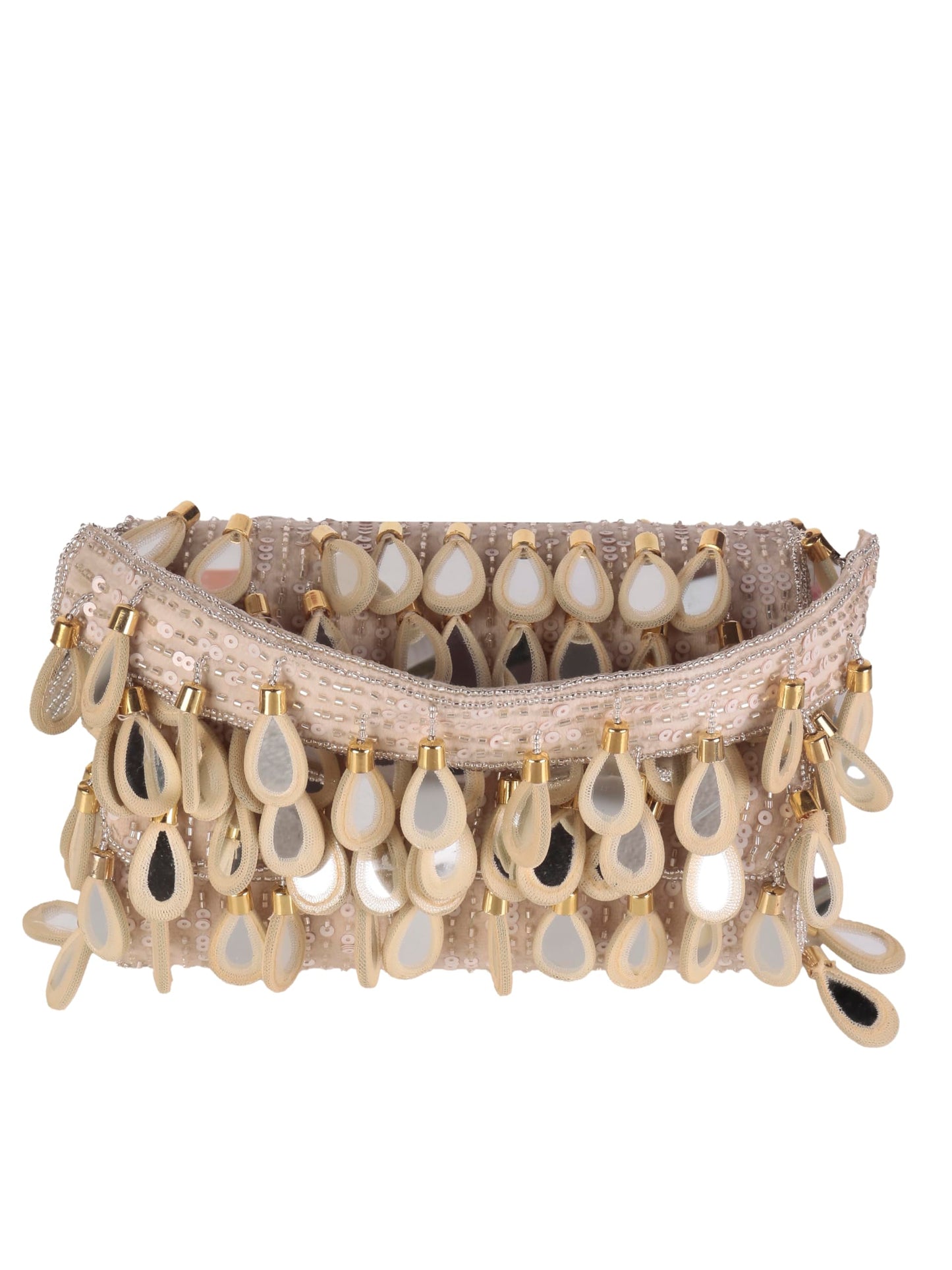 SWISNI embellished bride clutch II Women's Traditional Designer Clutch For Women & Girls II FLAP BAGS (Beige)