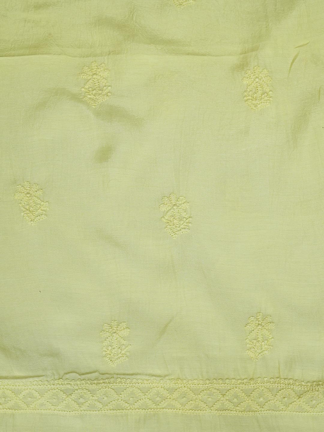 Ada Hand Embroidered Lucknowi Chikankari Unstitched Muslin Dress Material Suit Piece with Dupatta for Women 01A773428 Lemon