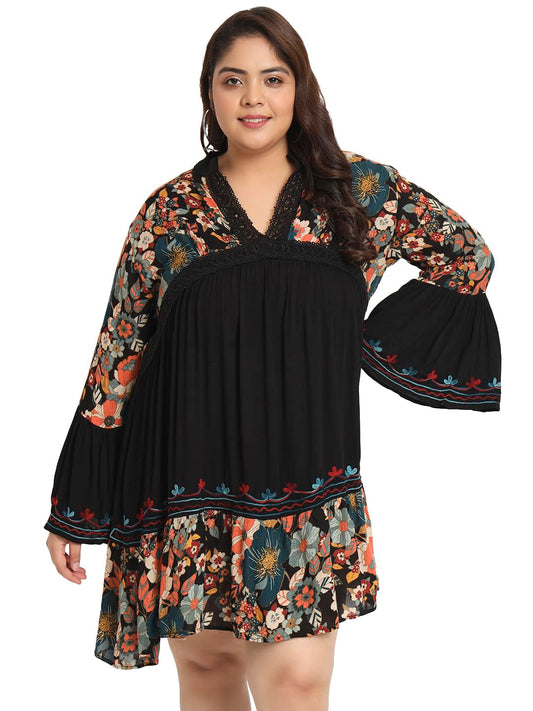 veldress21 Women Dress Short Stylish Casual Party Summer Dress Trendy Collage Regular,Office Collage Wear Multicolor Black for Girls (2XL)