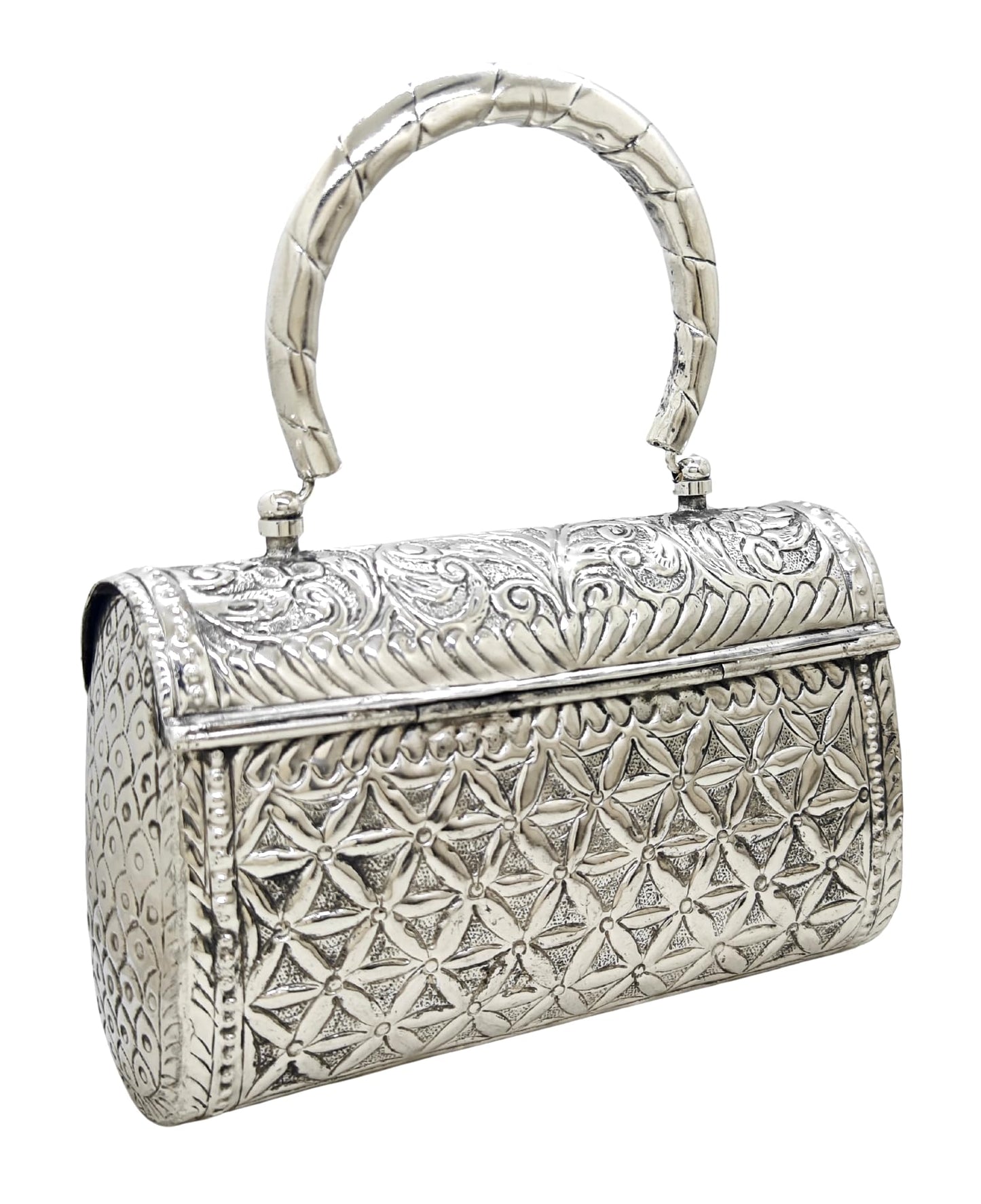 Trend Overseas Women's Silver Handle metal Clutch Hand Cluth (Bohemian)