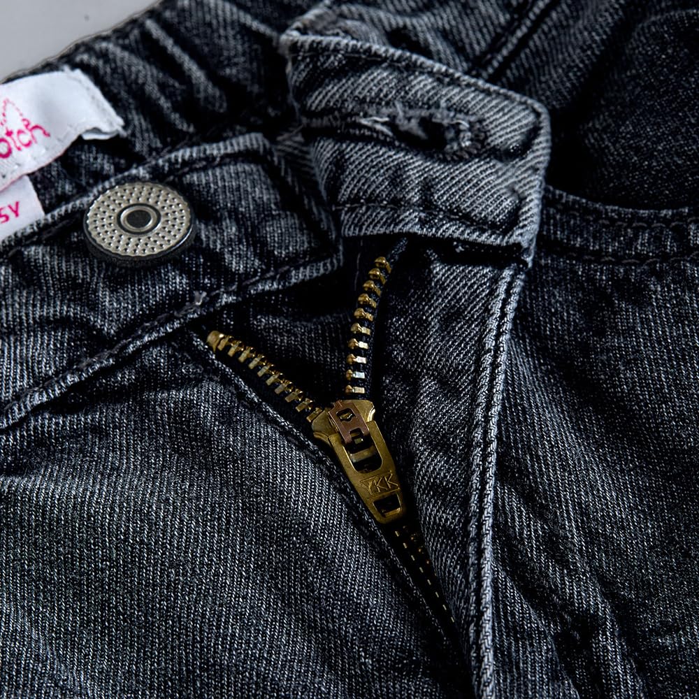 Hopscotch Girls Black Star Applique Cotton Wide Leg Jeans (6-7 Years)