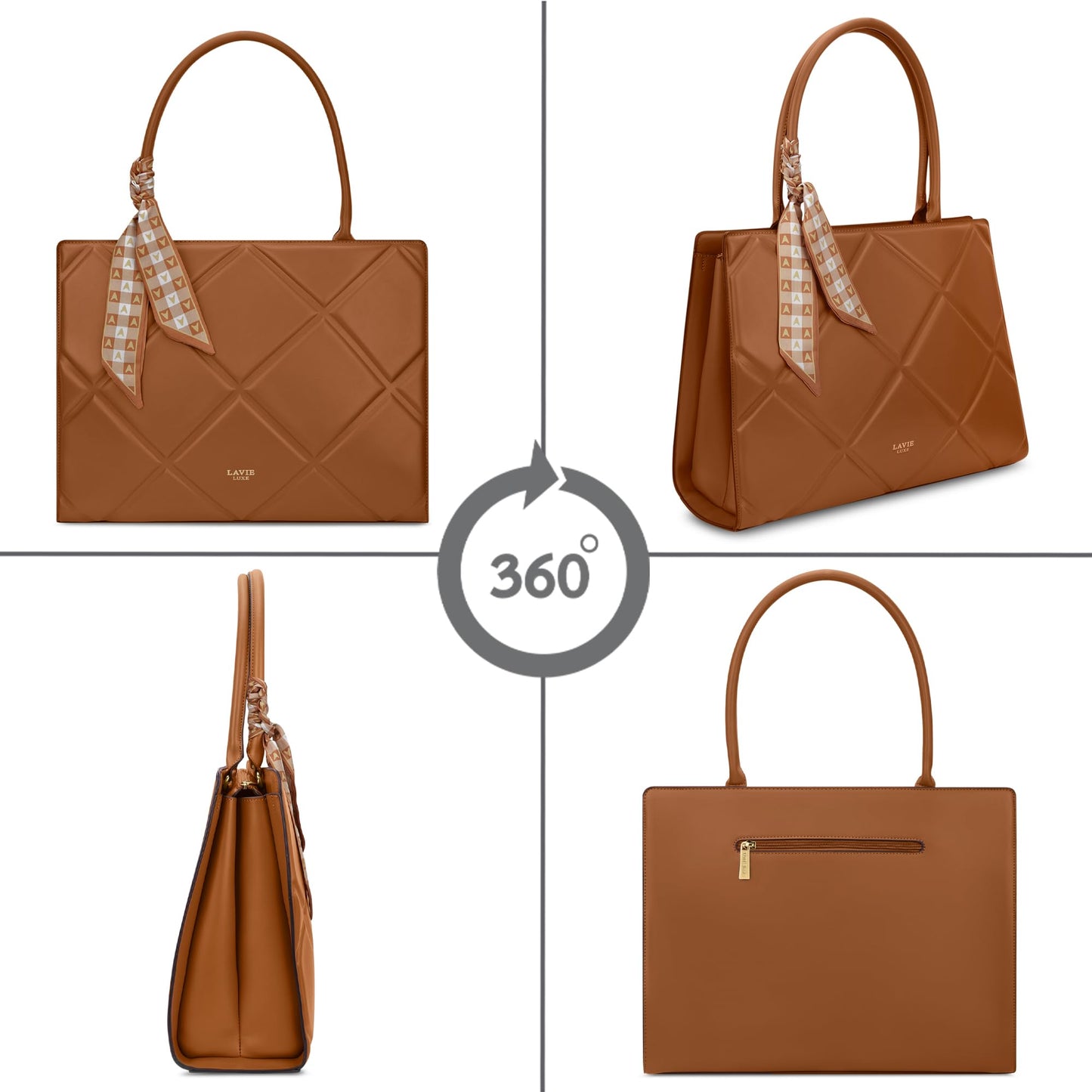 Lavie Luxe Women's Quare Extra Large Satchel Bag | Satchel Handbag for Work | Ladies Purse | Stylish Shoulder Bag | Gift for Women