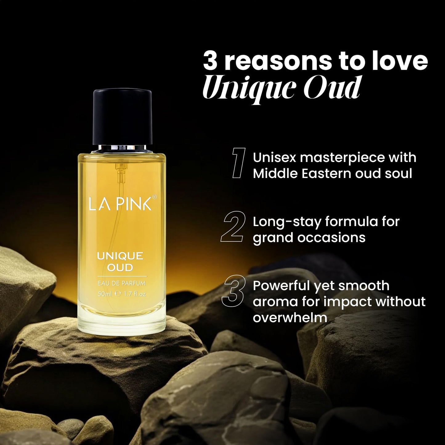 La Pink Unique Oud EDP Perfume for Woman & Man | Oud, Leather, Woody & Musky Notes | Long Lasting Unisex Luxury Fragrance for Men & Women | 50ml