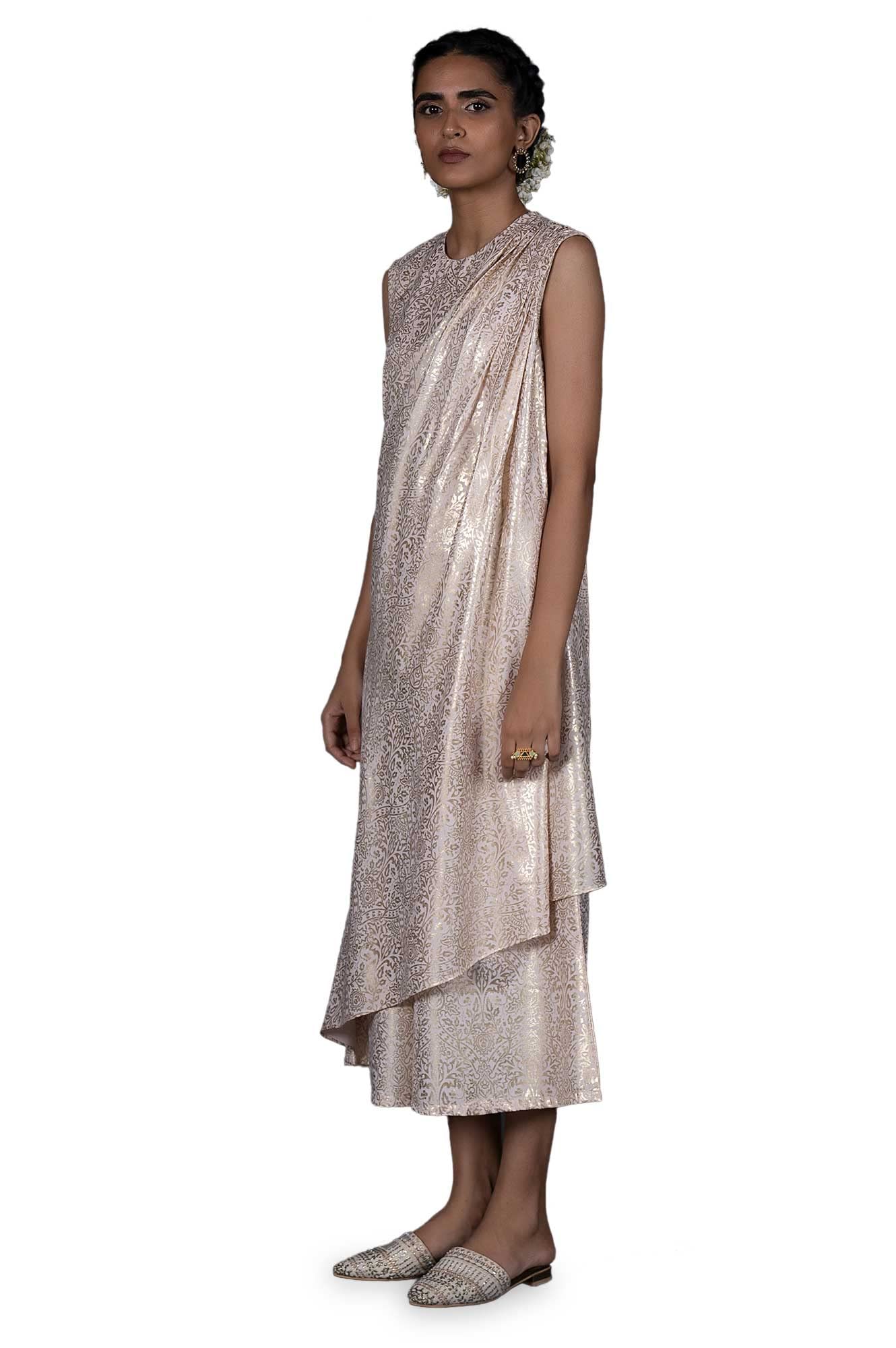 W for Woman Pink Draped Style Festive Printed Jumpsuit_22AUW19333-121478_M