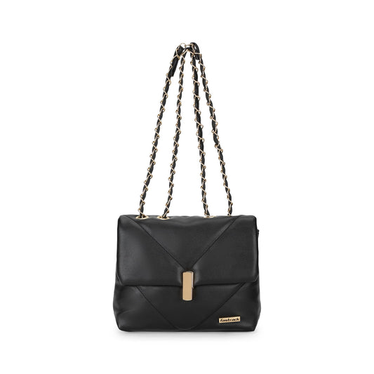 Fastrack Quilted Sling Bag For Women, Girls and Ladies | with Push Lock Closure | Unique Metal & PU Sling Straps | Ladies Purse Handbag | Slings for Casual Carry