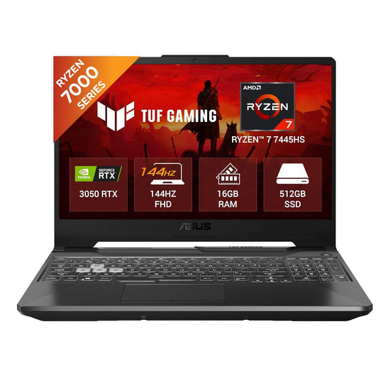 ASUS TUF A15 (2025), AMD Ryzen 7 7445HS,RTX 3050-4GB,75W TGP,16GB DDR5(Upgradeable Upto 64GB) 512GB SSD,FHD,15.6",144Hz,RGB Keyboard,Windows 11,Graphite Black,2.3 Kg FA506NCG-HN199W, Gaming Laptop
