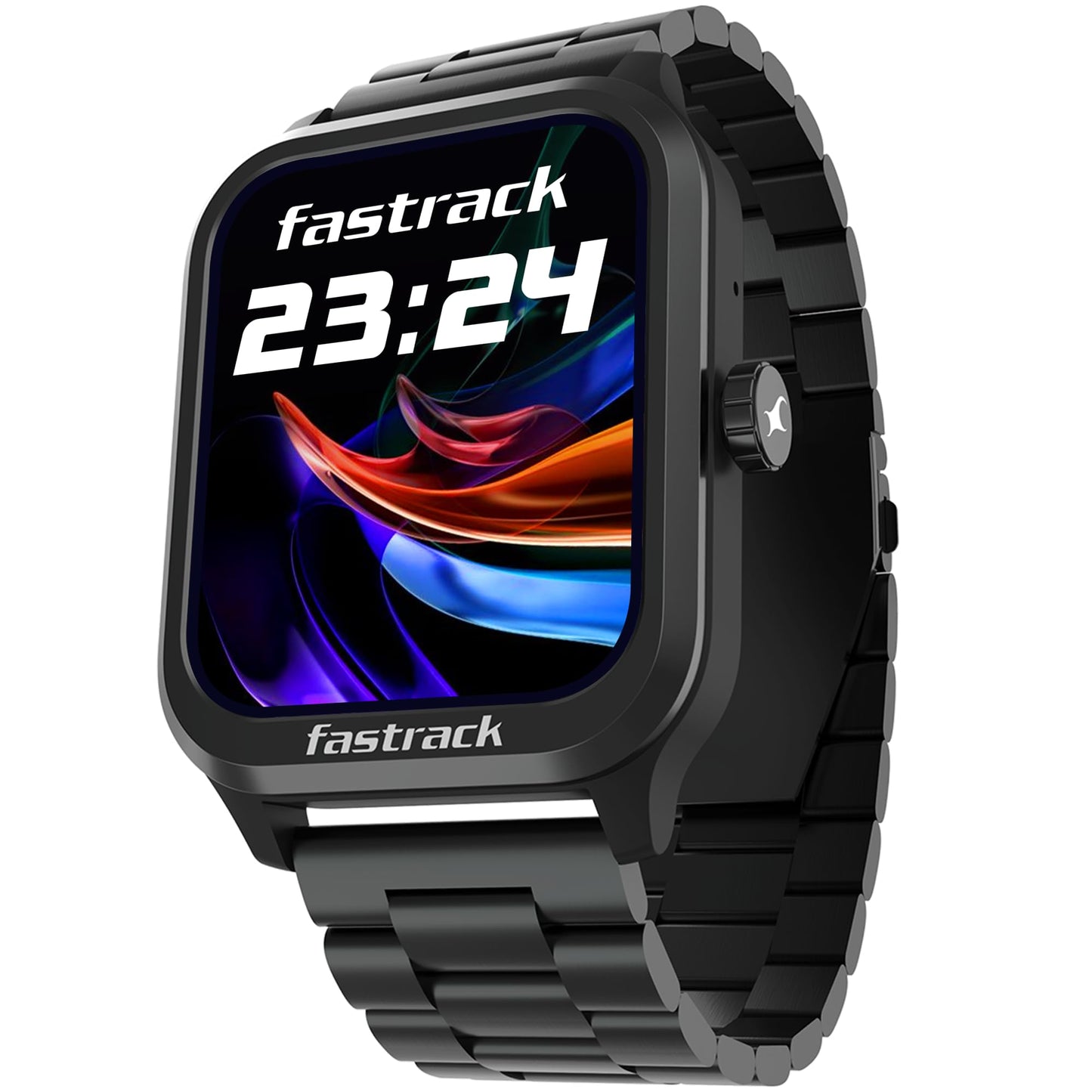 Fastrack Jupiter Retro 1.83" Display Smart Watch with Bluetooth Calling, Functional Crown, Metal Strap, 100+ Sports Modes, Health Suite, IP68, 5-Day Battery – Smartwatch for Man & Women Latest (Black)