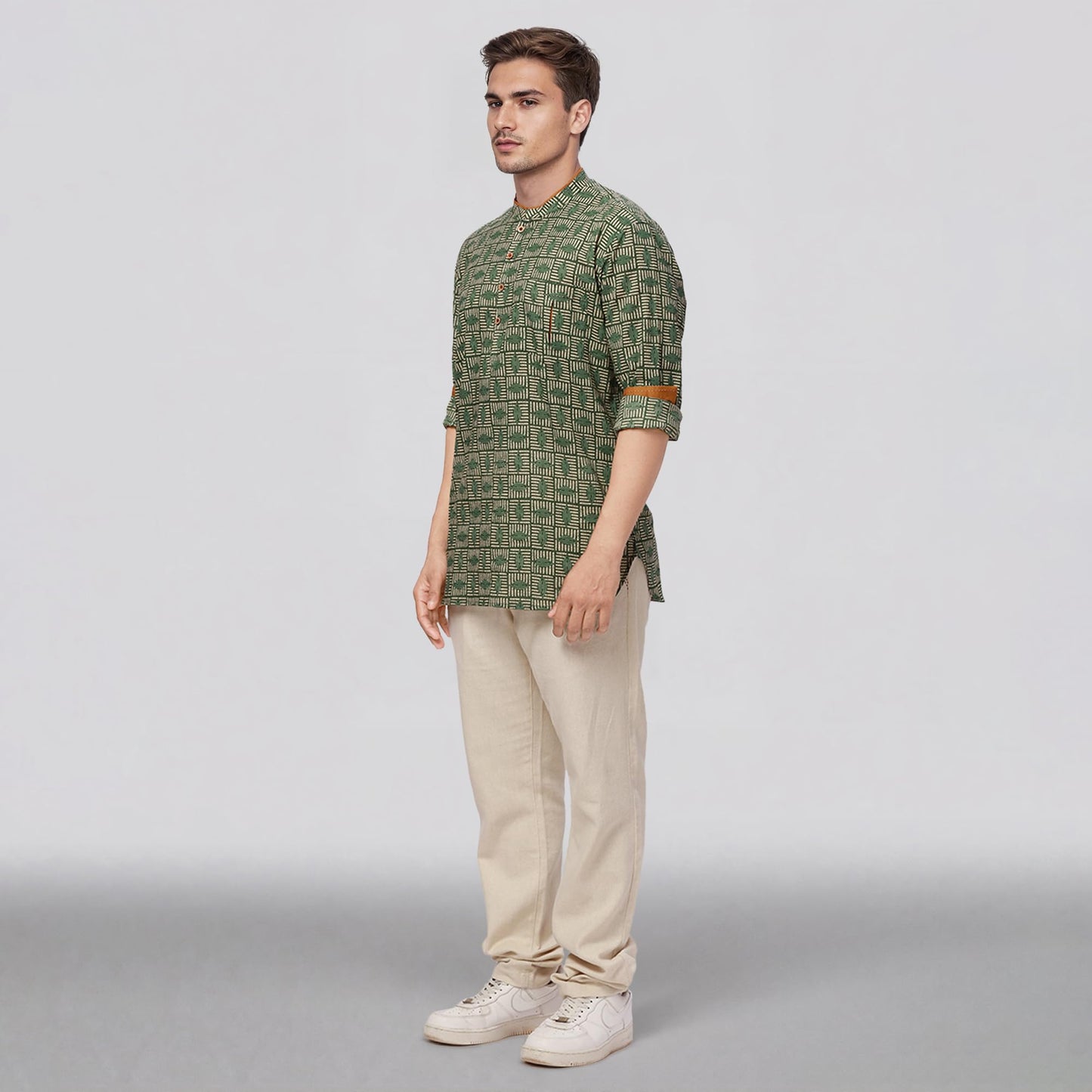 Raymond Ethnix Mens Dark Green Short Kurta