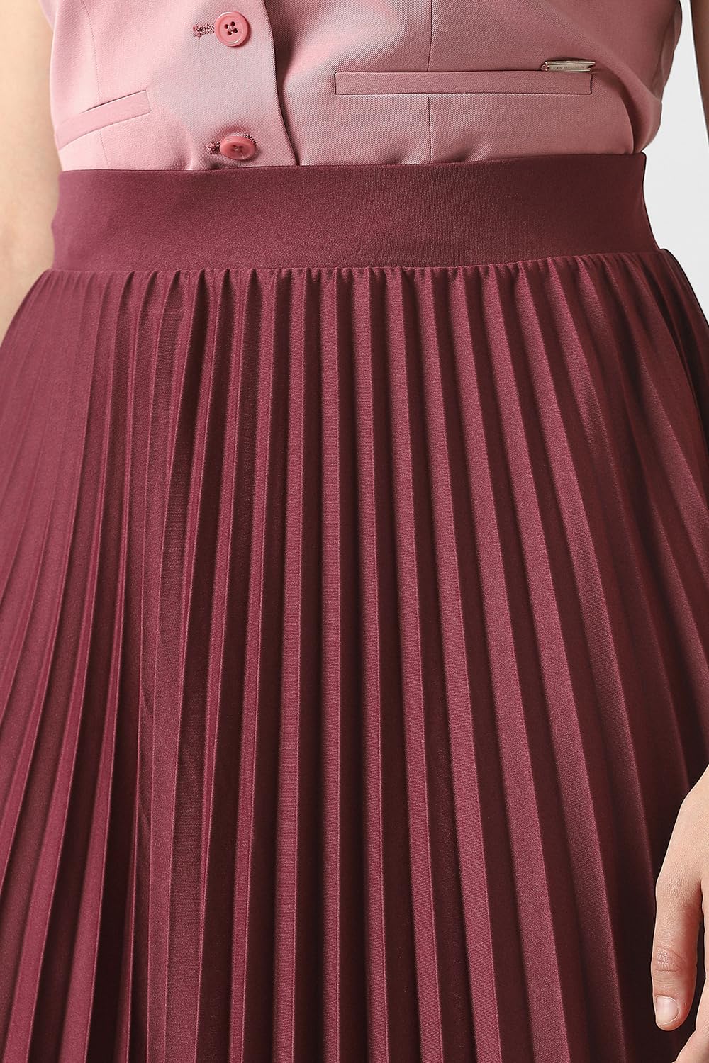 Women Maroon Solid Party Calf-Length Skirt