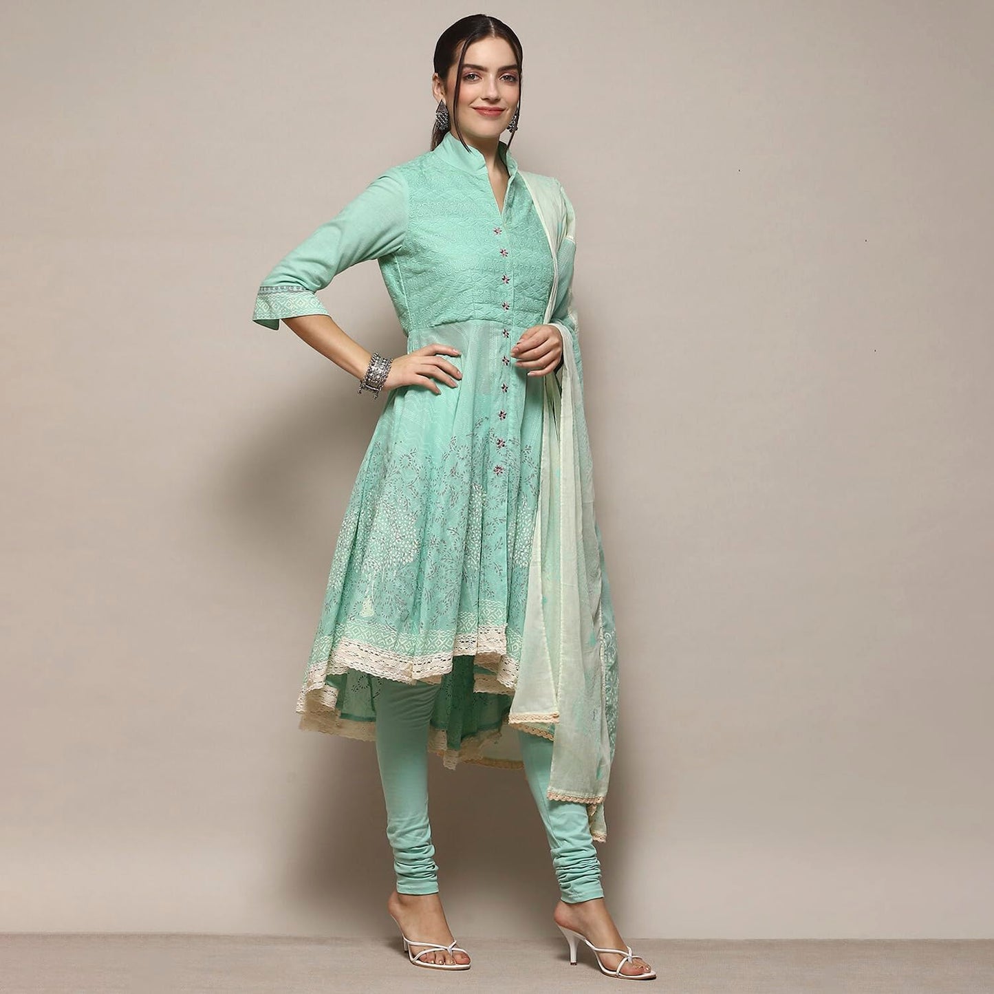 Biba Women Cotton Solid Suit Set (SKDASSORTED2802SS24LGRN_Green