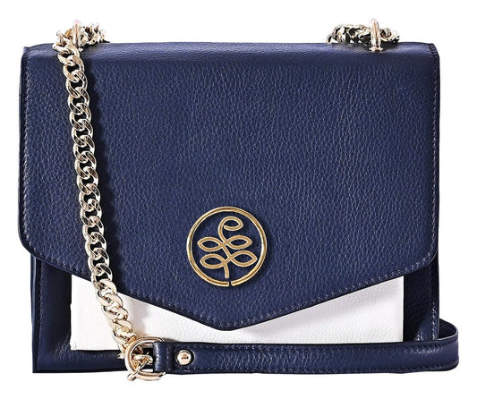 eske Lisbeth Genuine Leather Shoulder Bag (Navy Blue Vanilla)