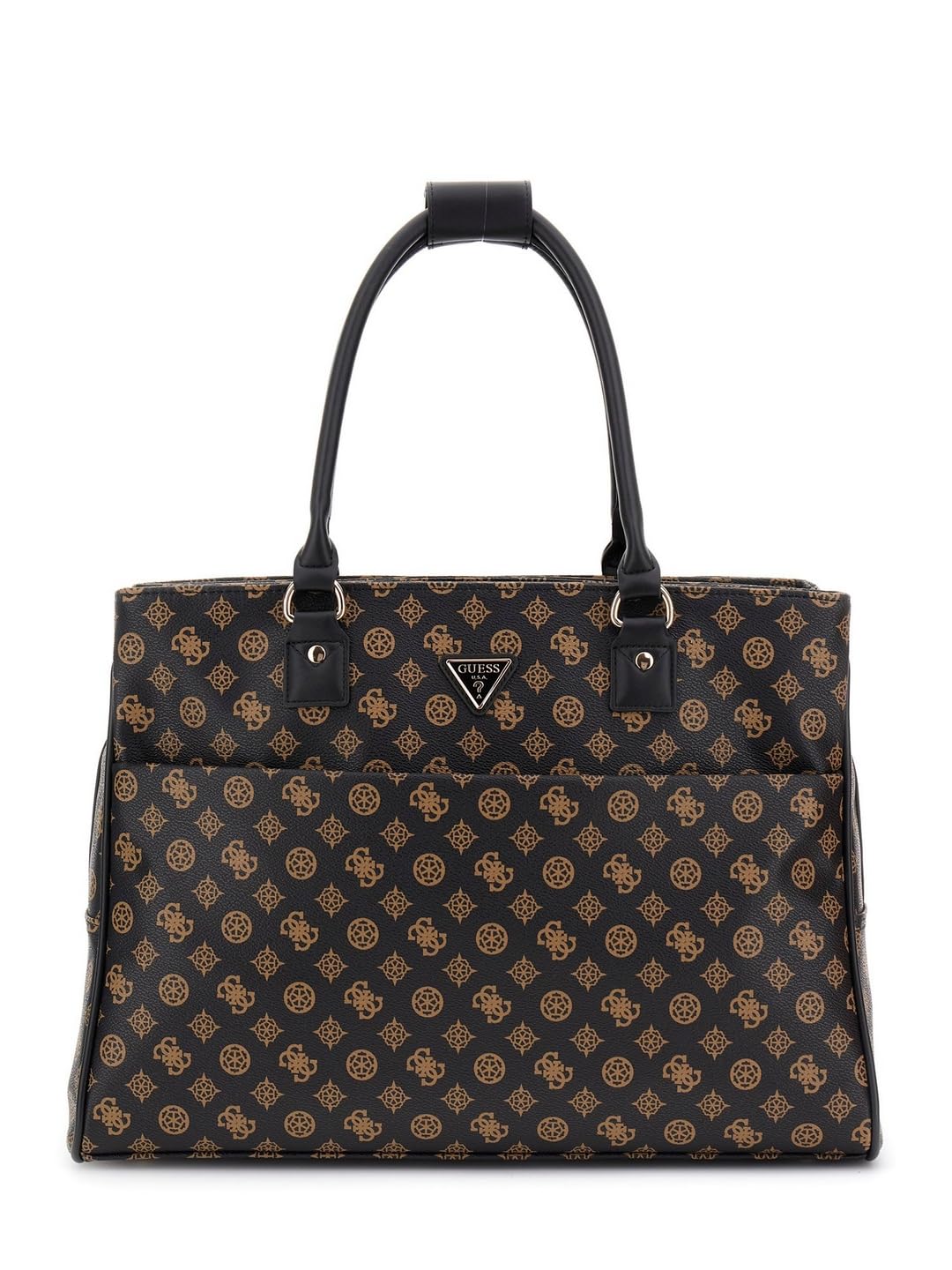 GUESS Brown Printed Wilder Shopper Tote Bag