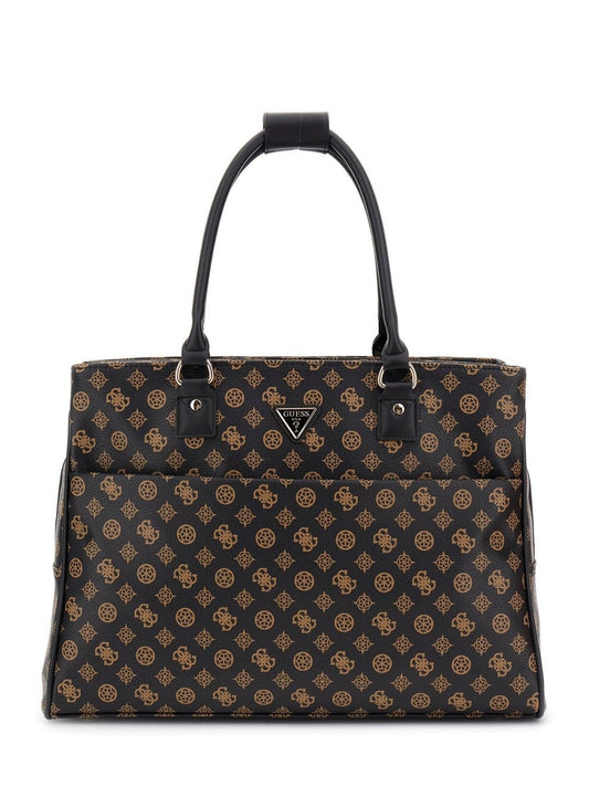GUESS Brown Printed Wilder Shopper Tote Bag
