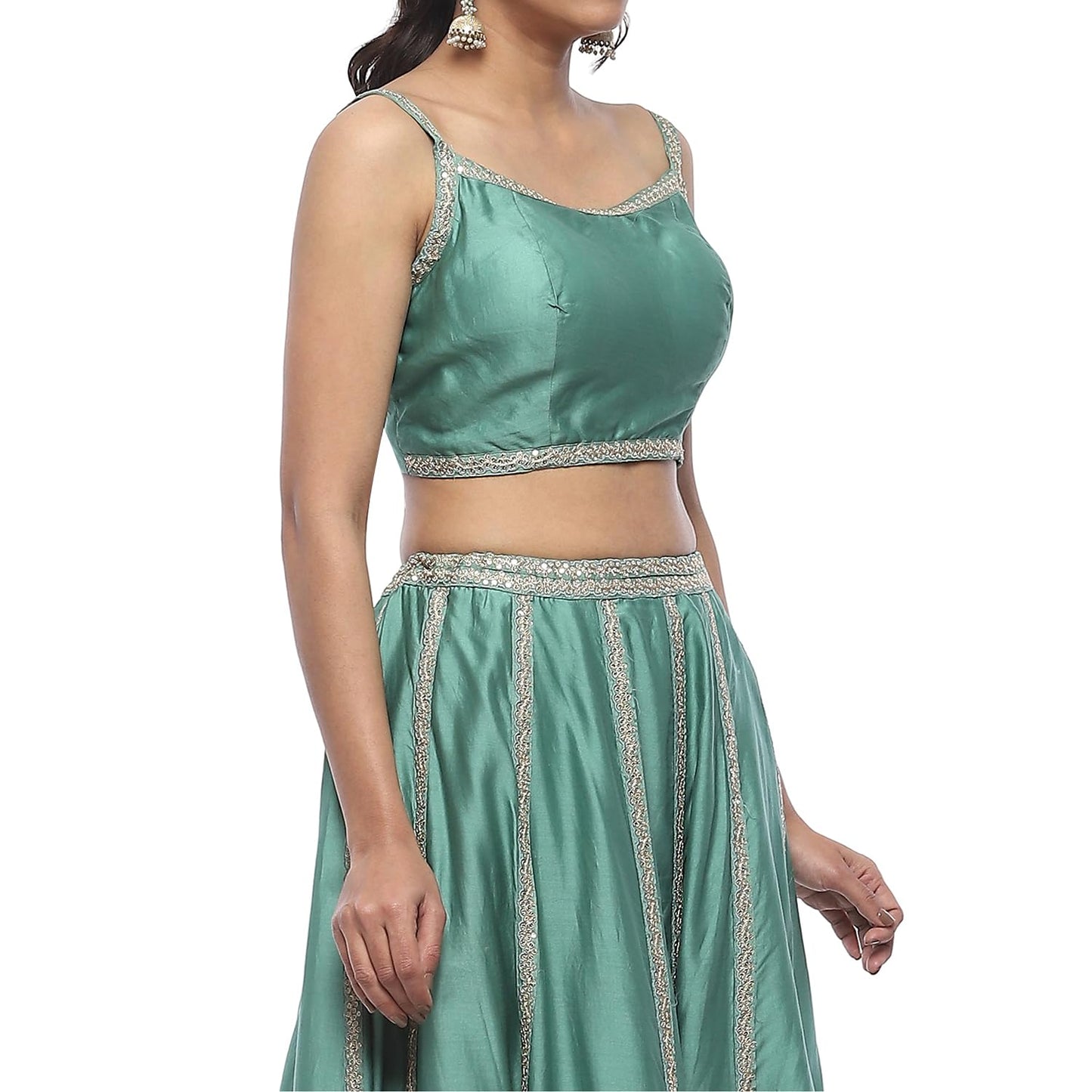 Biba Women's Chanderi Silk Lehenga Set (SKDHVYOCWR10609AW24SEGRN_Sea Green_38)