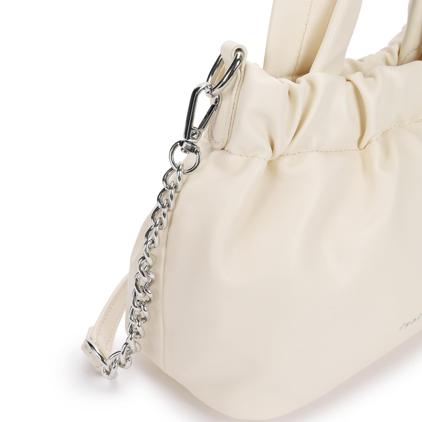 Fastrack Ruched Sling Bag for Women | Compact Faux Leather Crossbody with Detachable Chain Strap, Magnet Closure and Inner Pockets | Minimalist Everyday Sling for Casual and Evening Looks