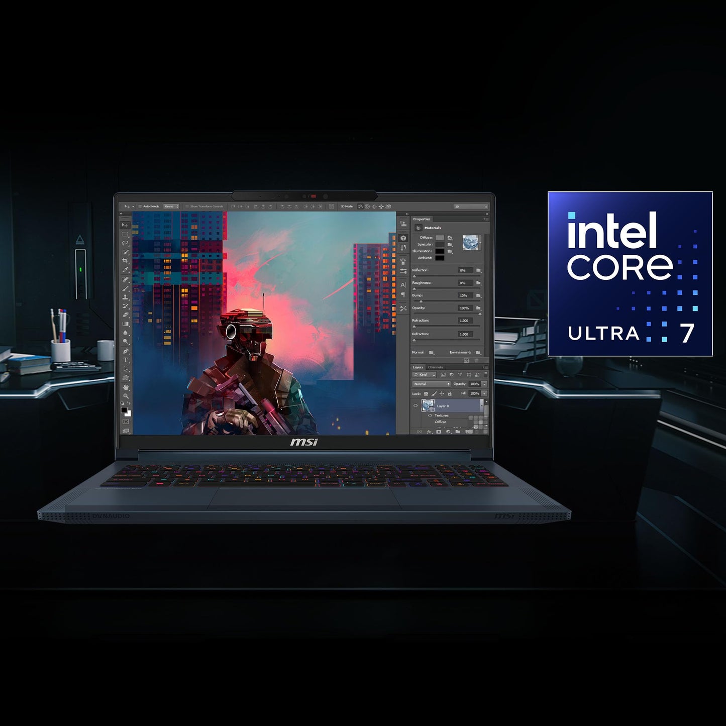 MSI Stealth 14 AI Studio, Intel 1st Gen. Ultra 7 155H,Built-in AI, 36CM FHD+ 165Hz Gaming Laptop(16GB/1TB NVMe SSD/Windows 11 Home/NVIDIA GeForce RTX 4060, GDDR6 6GB/Star Blue/1.7Kg), A1VFG-053IN