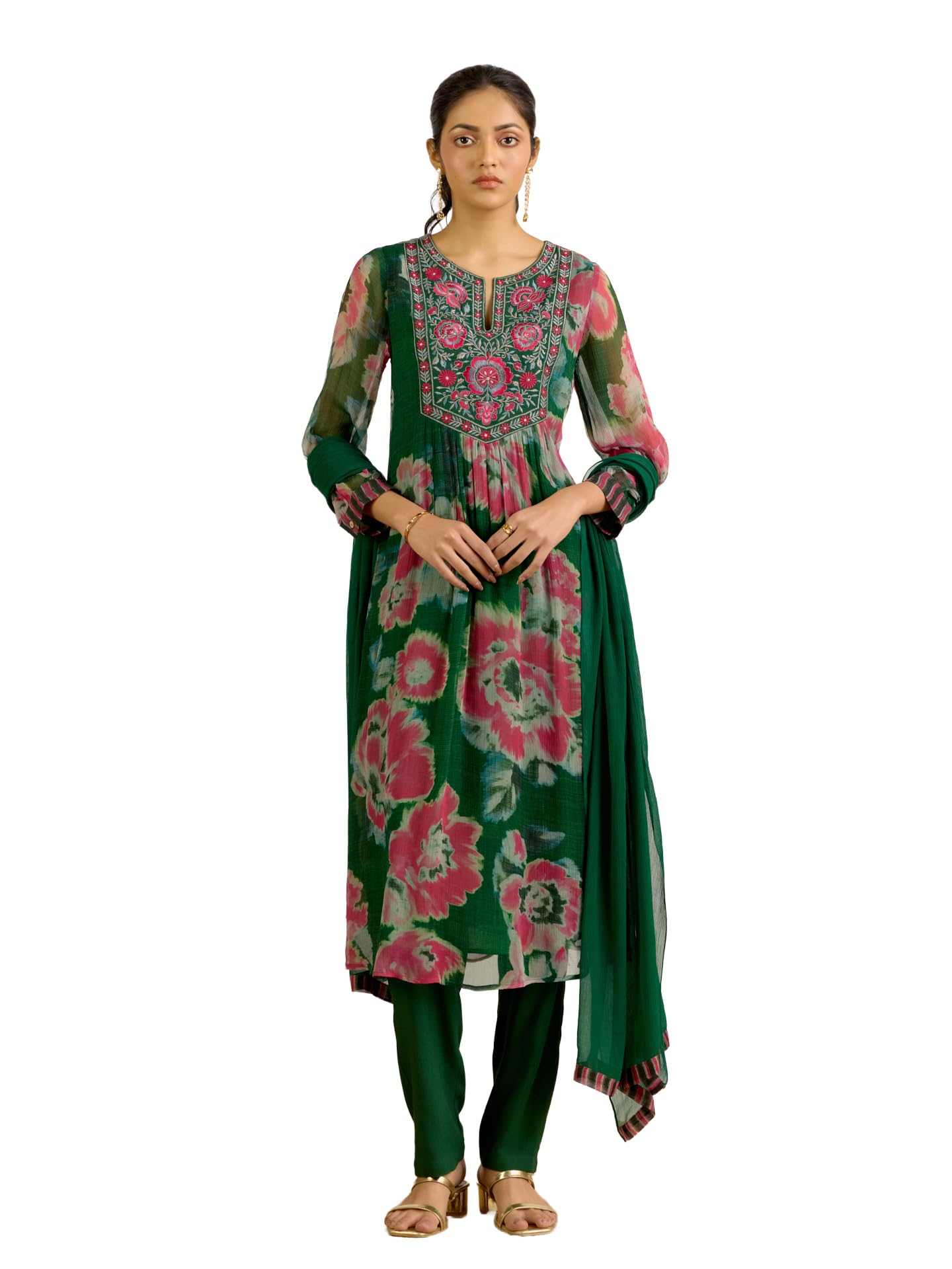 Aarke Ritu Kumar Green Dreamcatcher Kurta With Pant And Dupatta