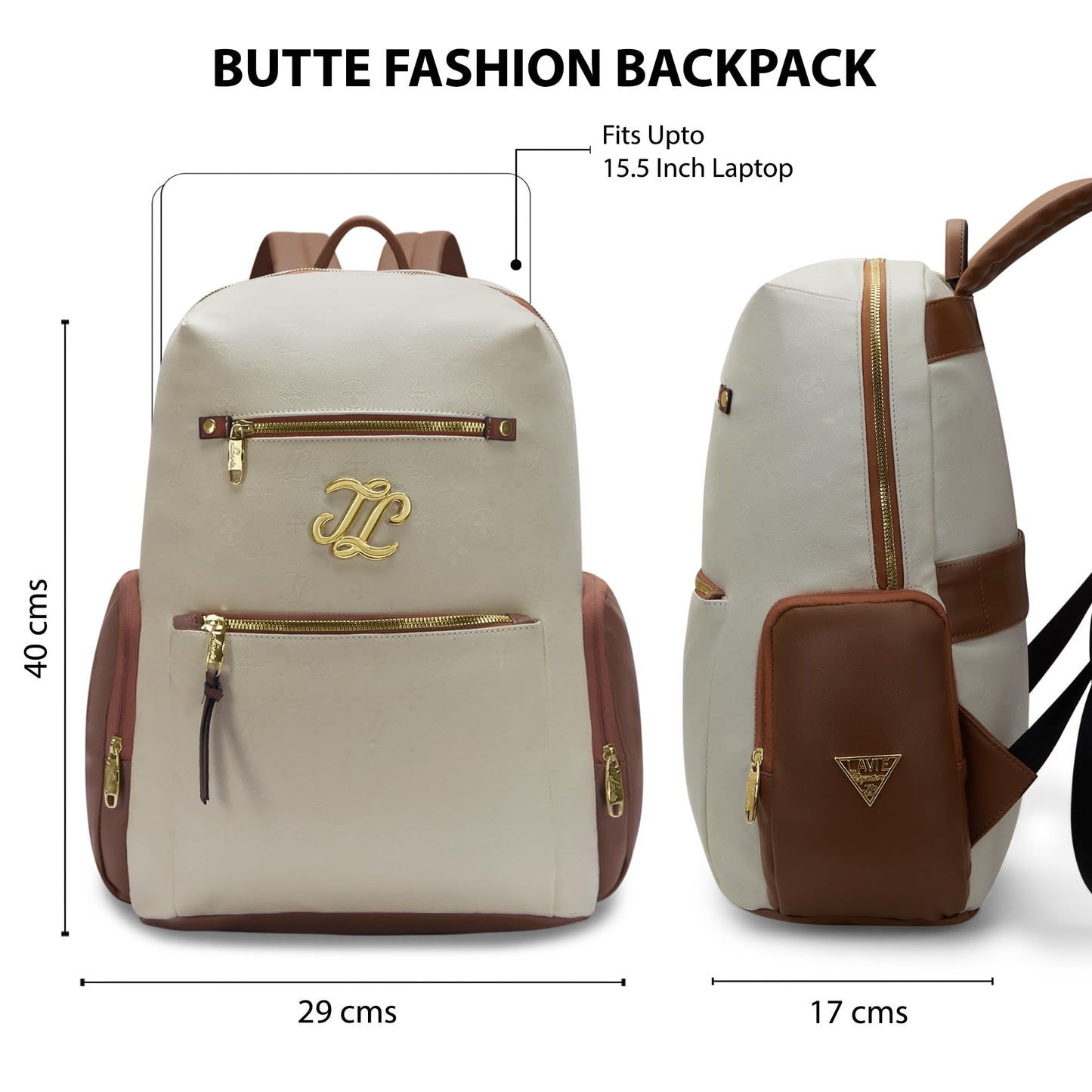 Lavie Signature Women's Colourblock Butte 21L Fashion Backpack for Women | Fits Upto 15.5 Inch Laptop | Fashion Backpack for Work | Ladies purse | Stylish Shoulder Bag | Gift for Women