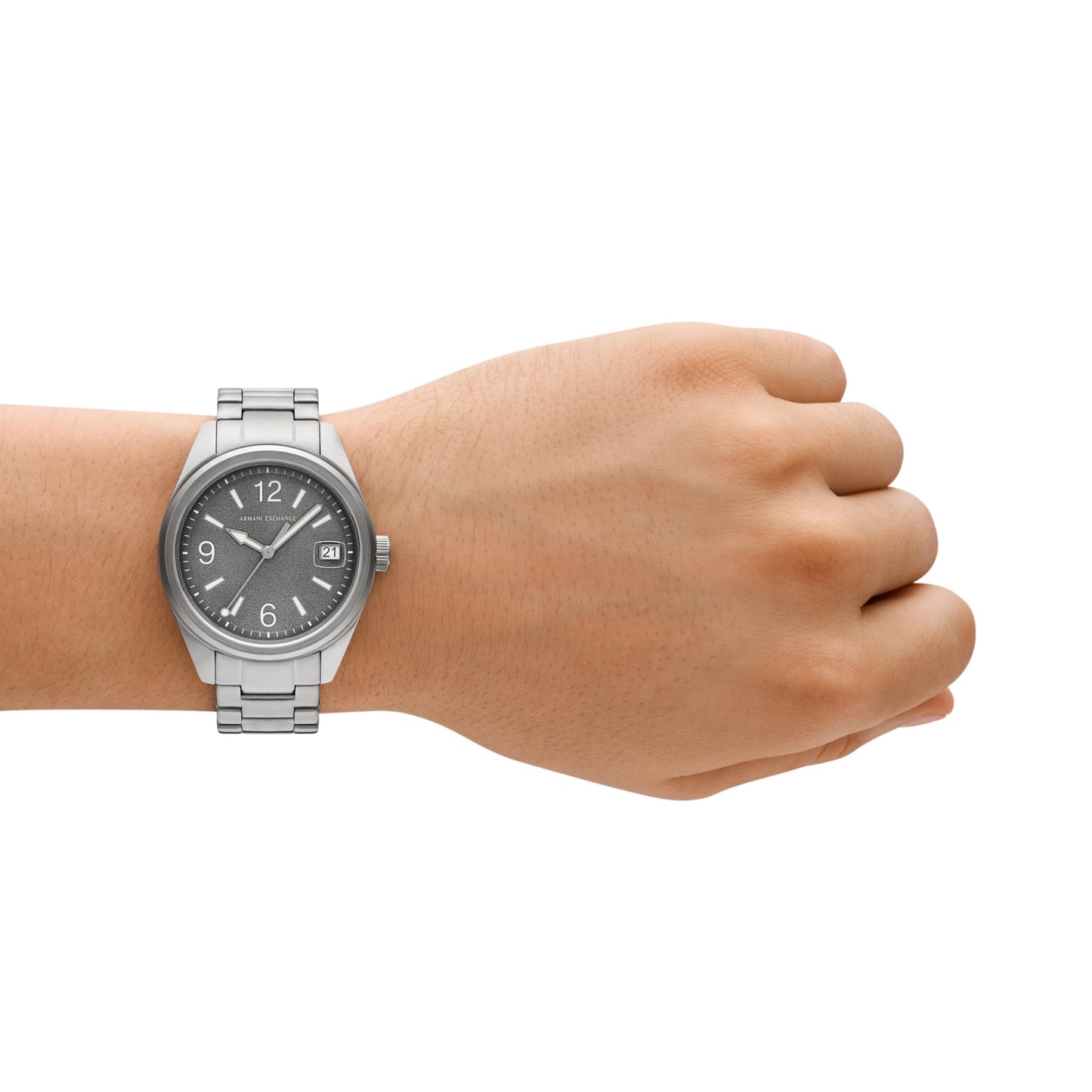 Armani Exchange Stainless Steel Analog Gray Dial Men's Watch-Ax1420, Band Color:Silver