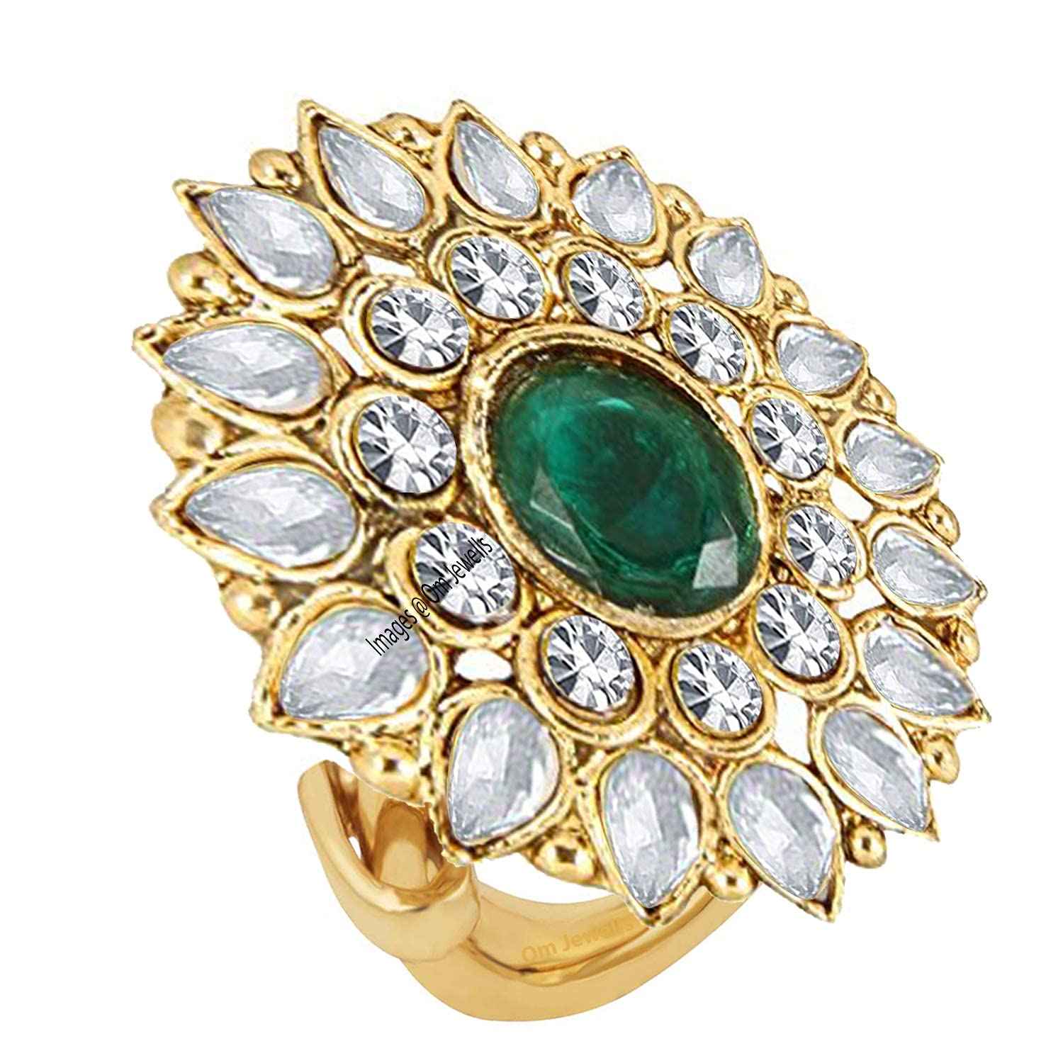 Okos Traditional Ethnic Gold Plated Alloy Adjustable Cocktail Finger Ring For Women - Combo Of 2 CO1000230C