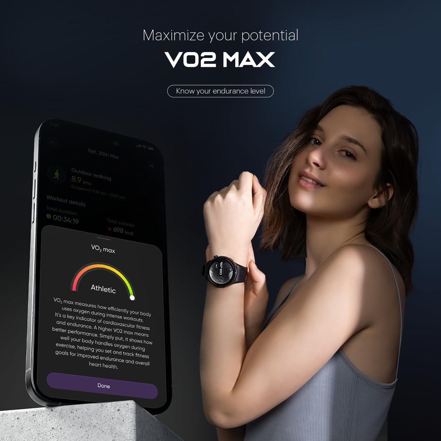 Noise Origin Smart Watch Smoothest UI Experience (New Nebula UI) & EN 1 Processor, 1.46" ApexVision AMOLED Display, Stainless Steel, Contour-Cut Design, Fitness Age, Fast Charging (Midnight Black)