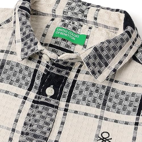 United Colors of Benetton Regular Fit Spread Collar Checks Shirt
