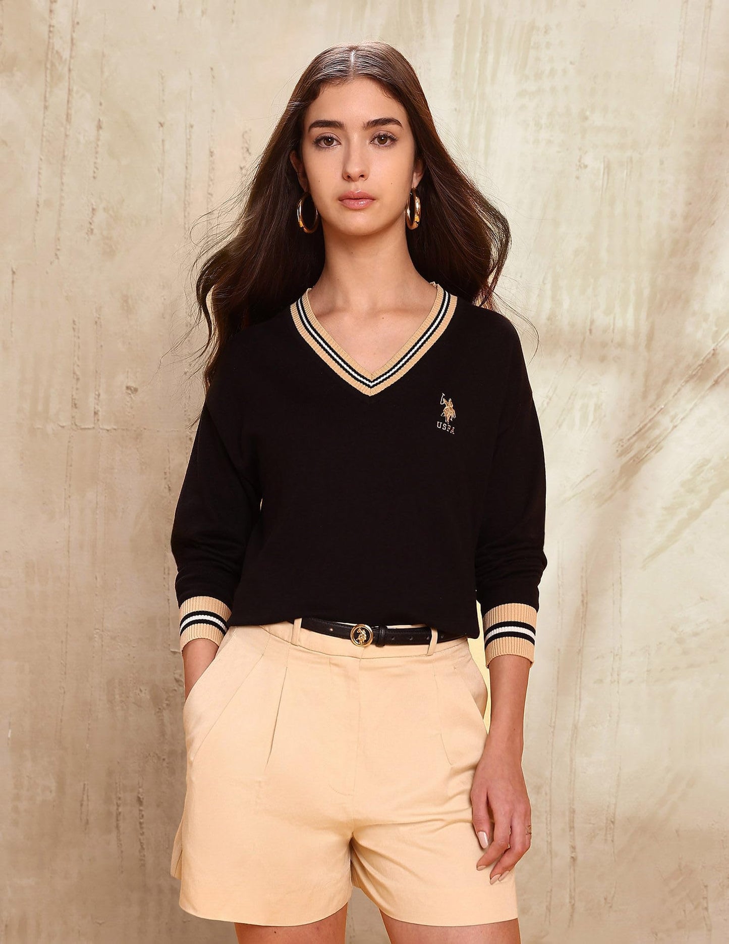 U.S. Polo ASSN. Women's Cotton Casual Sweater (UWAW25SWE213