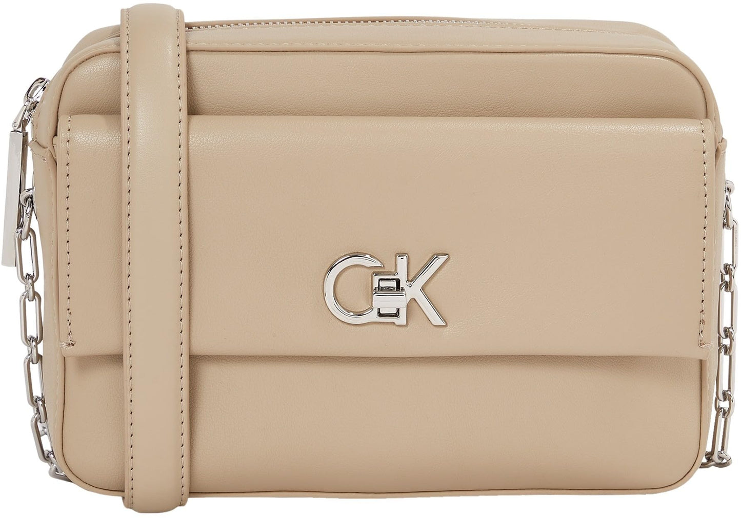 Calvin Klein Solid Beige Polyester Sling Bag