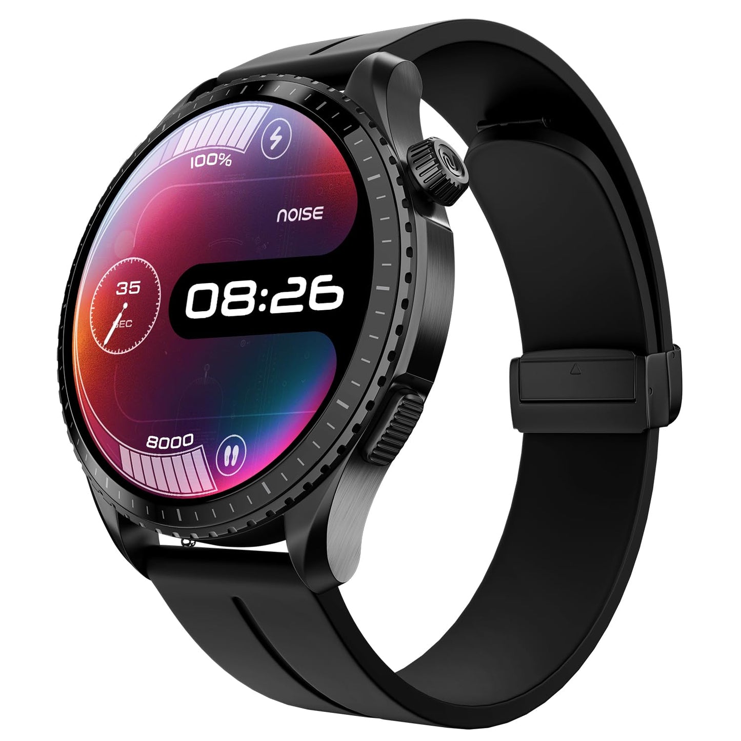 Noise Origin Smart Watch Smoothest UI Experience (New Nebula UI) & EN 1 Processor, 1.46" ApexVision AMOLED Display, Stainless Steel, Contour-Cut Design, Fitness Age, Fast Charging (Midnight Black)