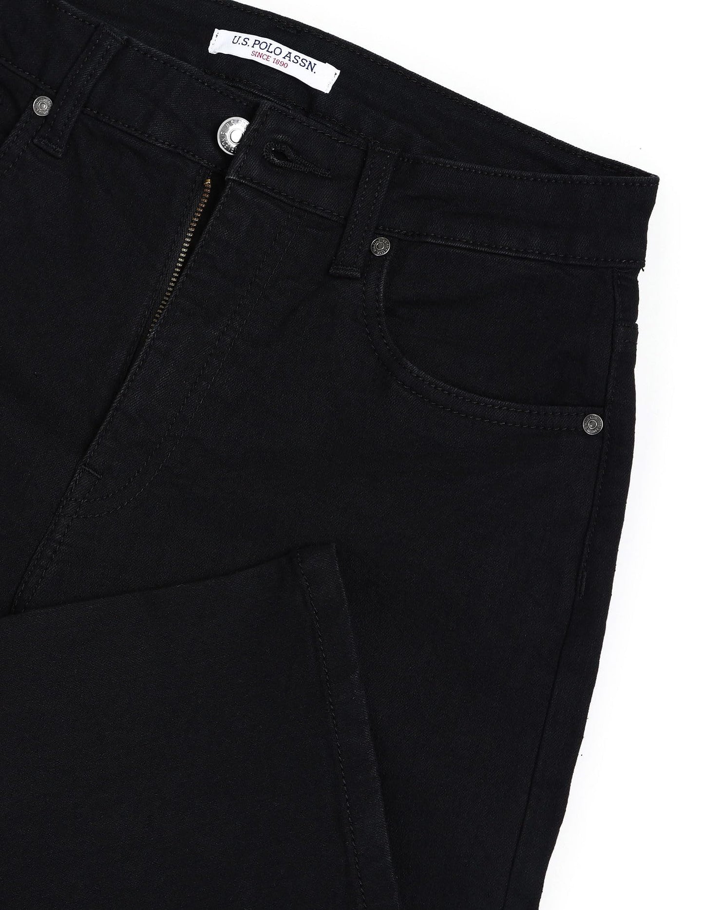 U.S. POLO ASSN. Women's High Rise Wide Leg Jeans (UWSS23JN005_Black_28)