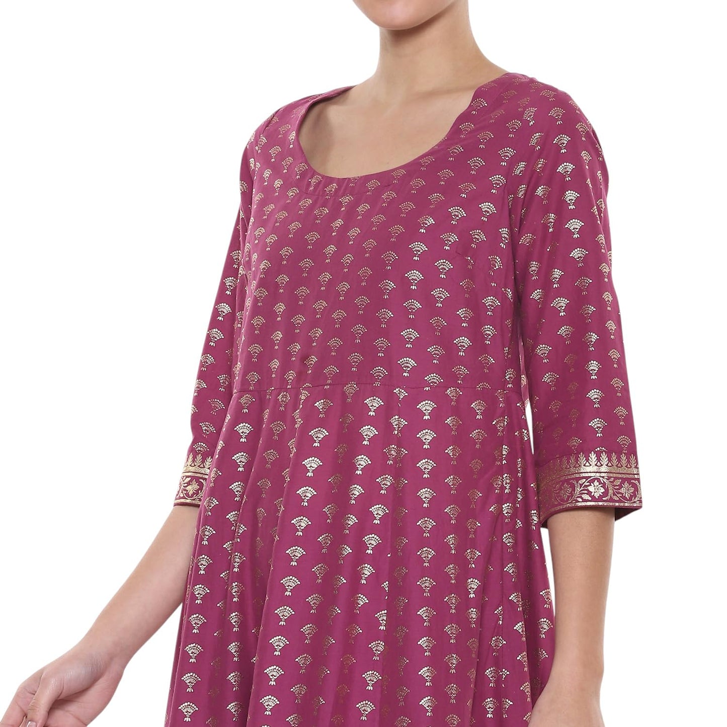 BIBA Women's Cotton Kurta Sets (SKD8792OAW24PLUM_Purple