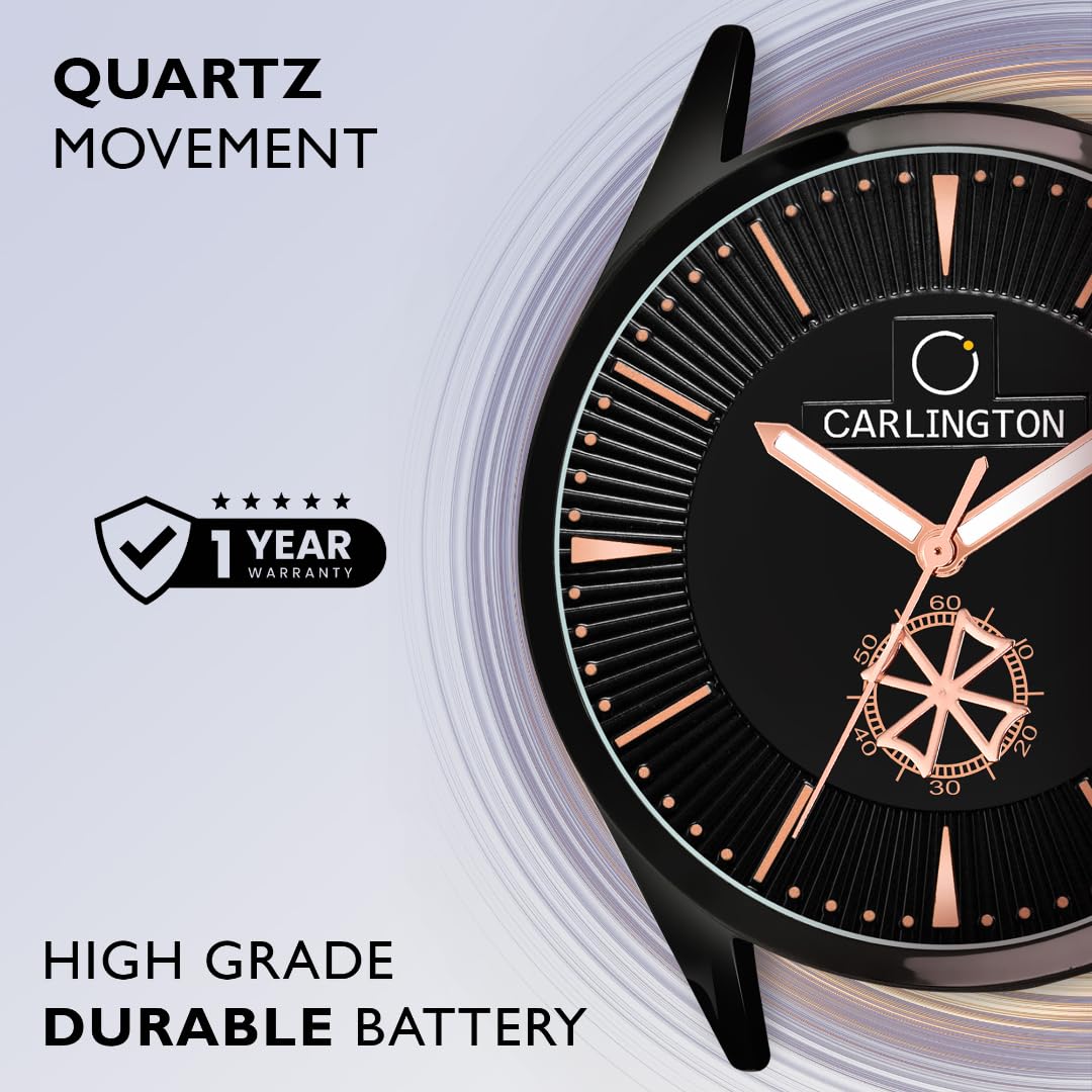 Carlington Analog Men's Wrist Watch with Leather Strap - CT 1020 BrownBlack