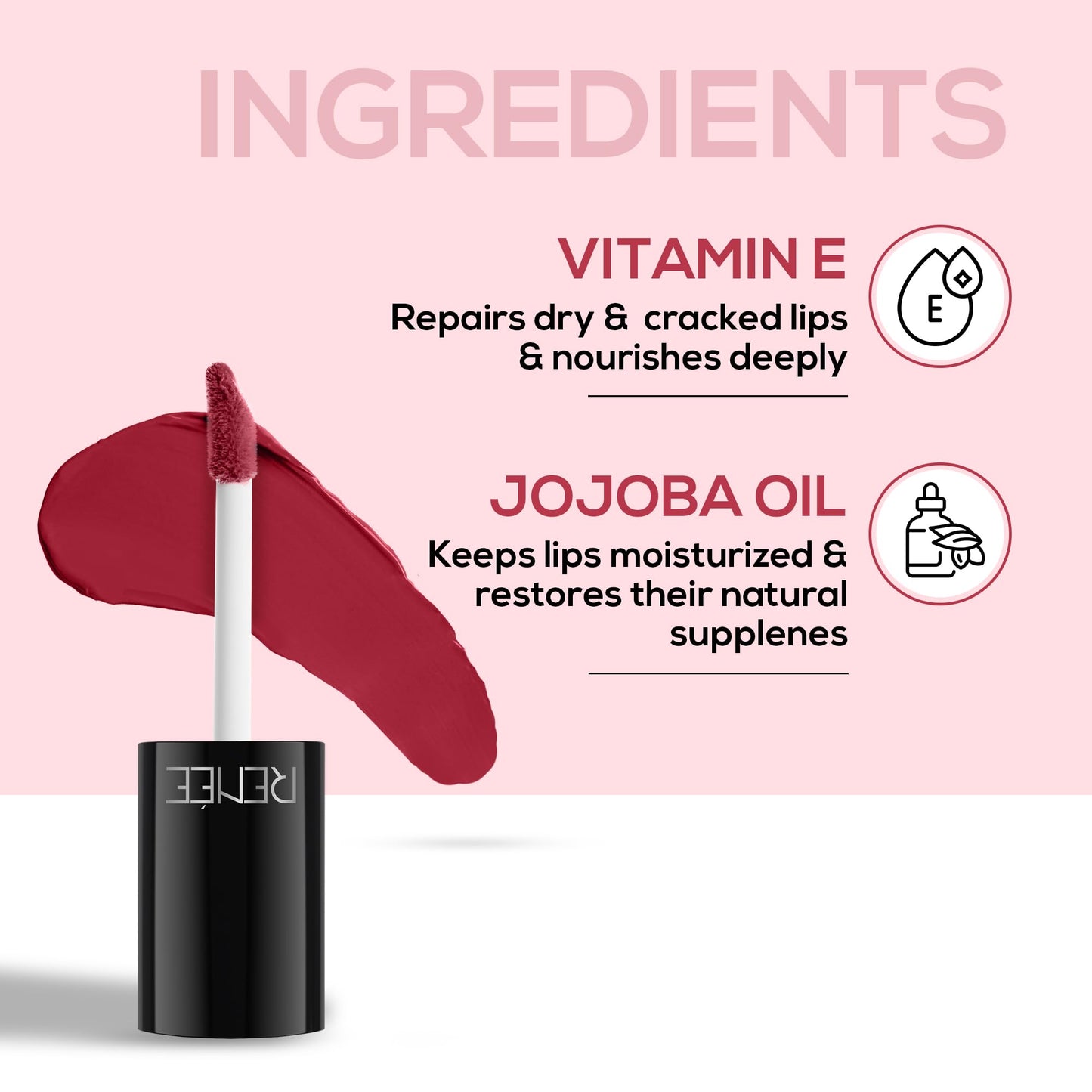 RENEE Marble Liquid Lipstick - LM01 Cara 4.5ml, Rich Color Payoff & Matte Finish| Weightless, Unique Long Lasting Formula, Transfer & Smudge Proof| Enriched with Vitamin E & Jojoba Oil