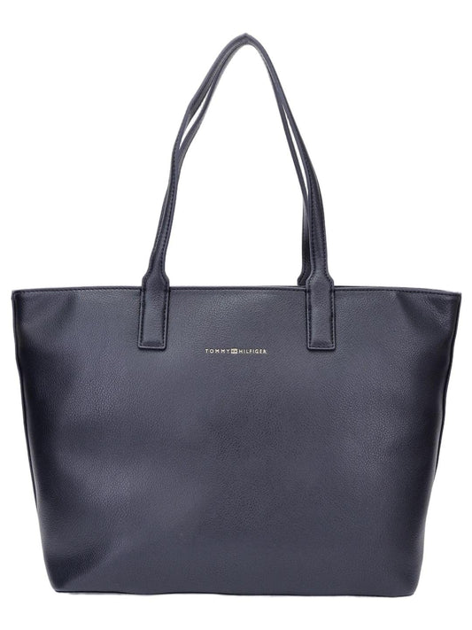 Tommy Hilfiger Solid Blue Pu Tote Bag